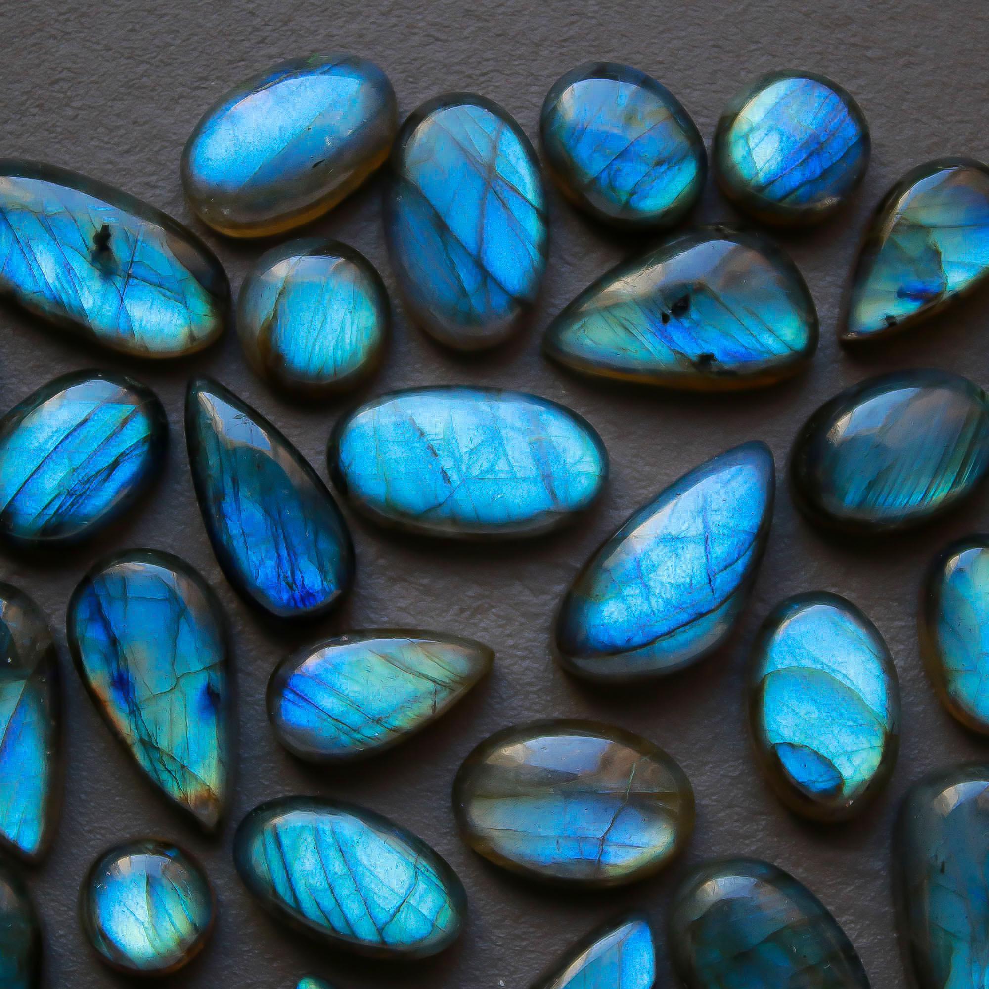 37 Pcs 184 Cts Natural Labradorite Cabochon Loose Gemstone Jewelry Semi-Precious Healing Crystal Lots 7x7-24x8mm 13301
