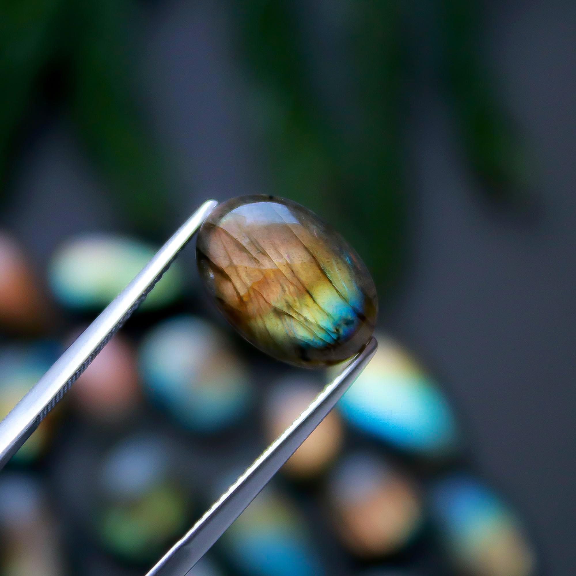 40 Pcs 185 Cts  Natural Labradorite Cabochon Loose Gemstone Jewelry Semi-Precious Healing Crystal Lots 8x8-20x8mm 13306