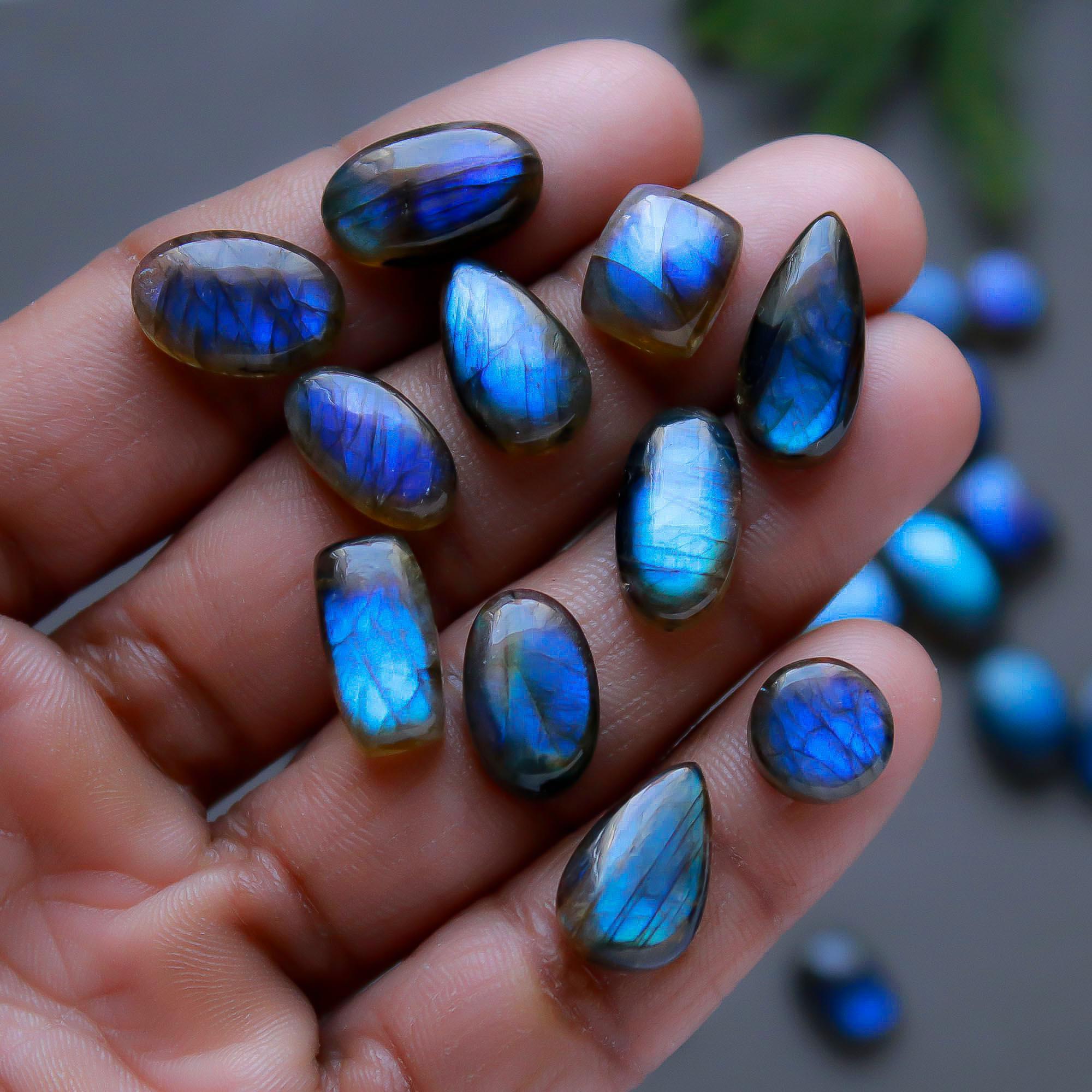 41 Pcs 201 Cts  Natural Labradorite Cabochon Loose Gemstone Jewelry Semi-Precious Healing Crystal Lots 7x7-17x8mm 13307