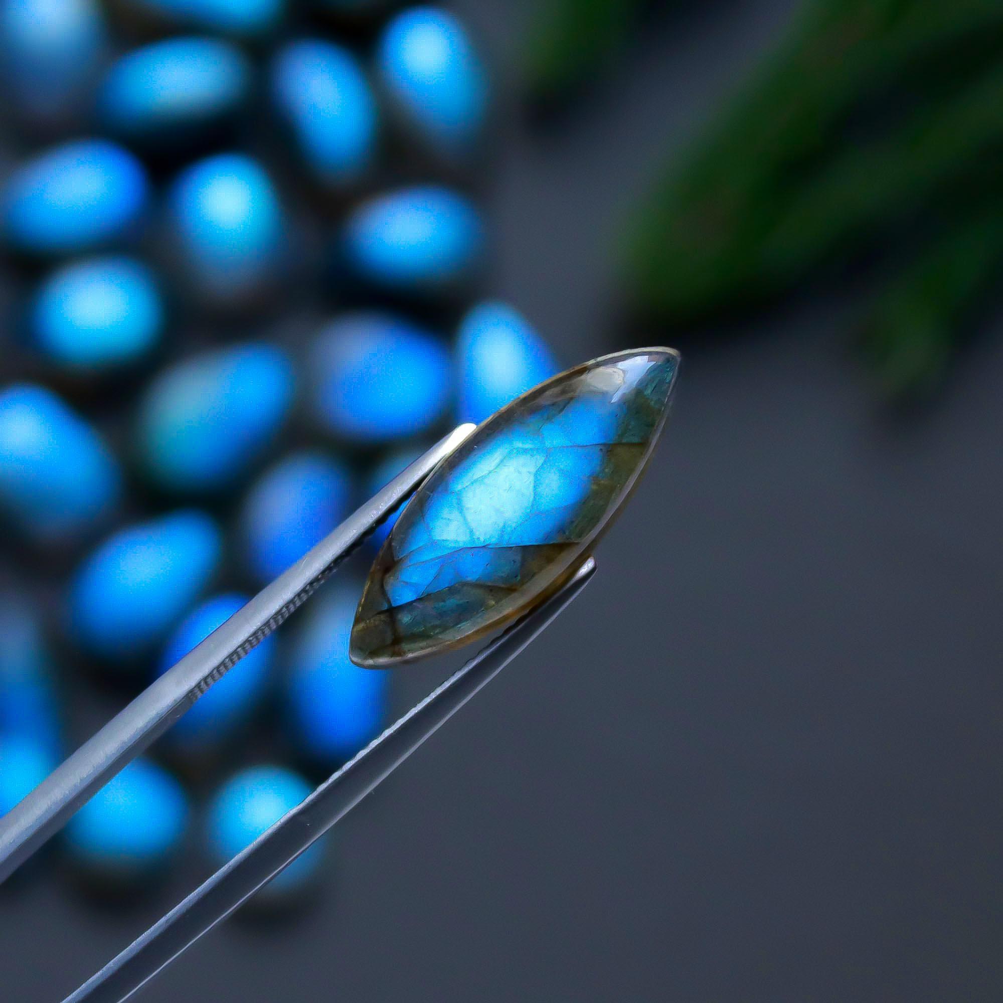 51 Pcs 237 Cts  Natural Labradorite Cabochon Loose Gemstone Jewelry Semi-Precious Healing Crystal Lots 7x7-23x9mm 13309
