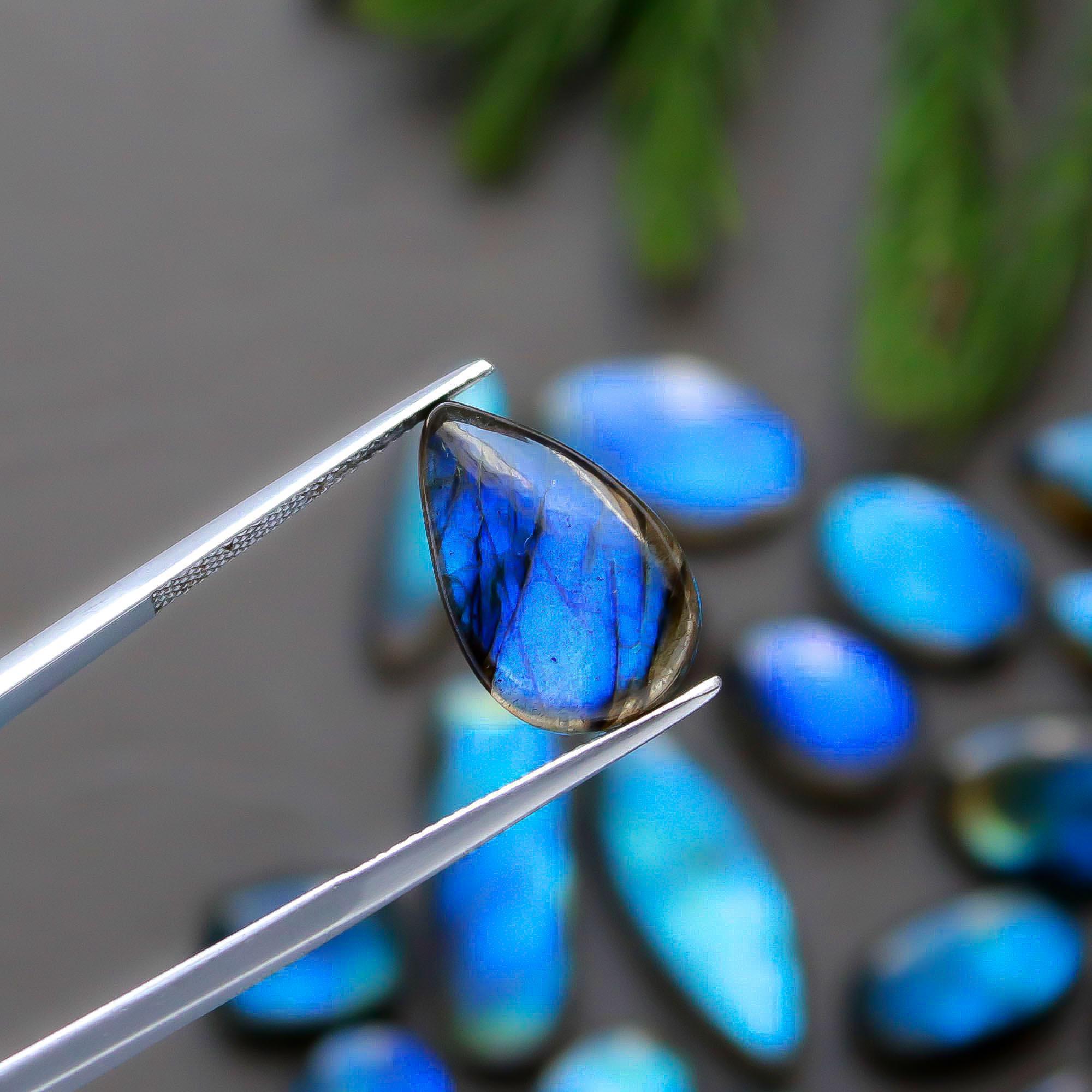 28 Pcs 200 Cts Natural Labradorite Cabochon Loose Gemstone Jewelry Semi-Precious Healing Crystal Lots 10x10-27x10mm 13315