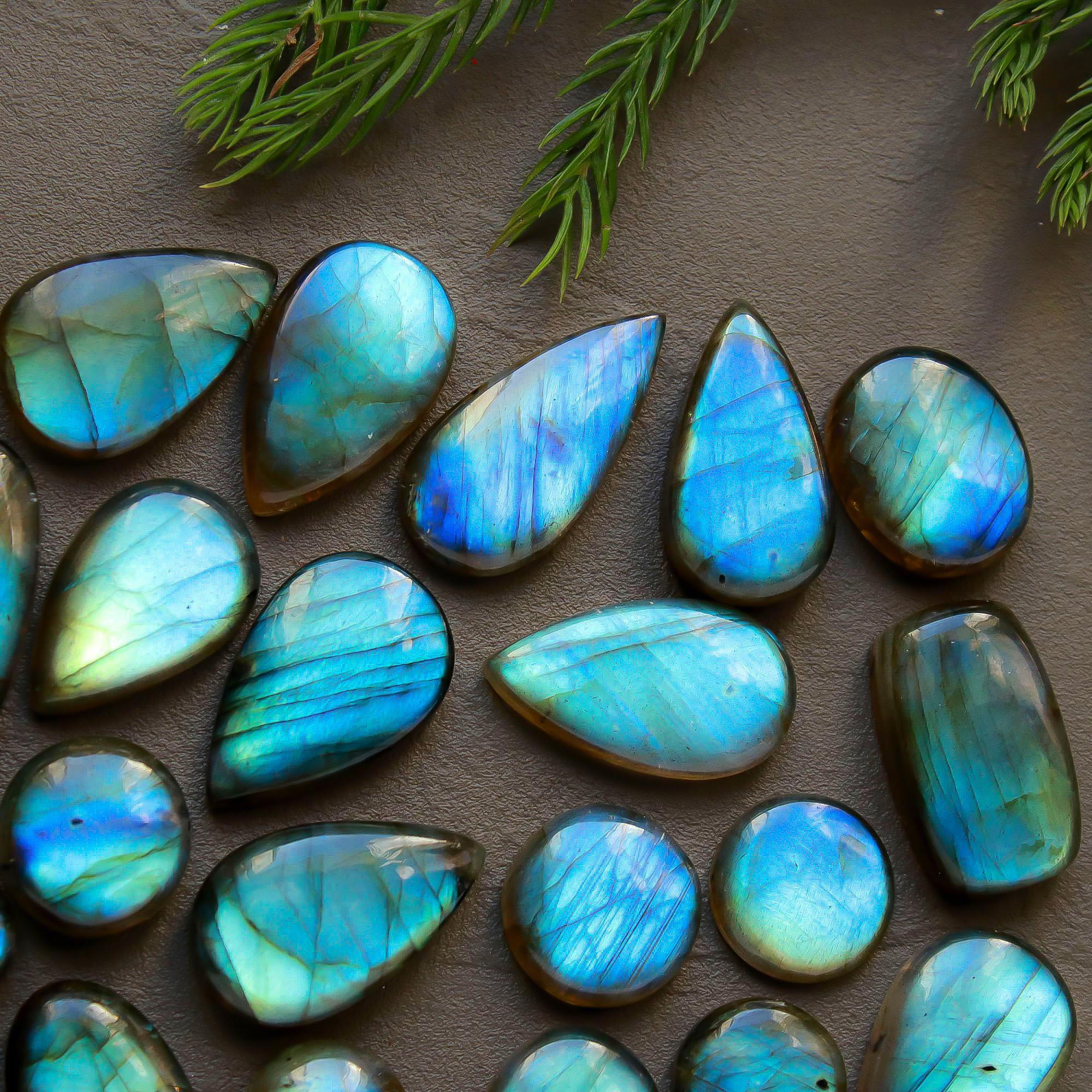 21 Pcs 221 Cts Natural Labradorite Cabochon Loose Gemstone Jewelry Semi-Precious Healing Crystal Lots 11x11-26x11mm R-13316