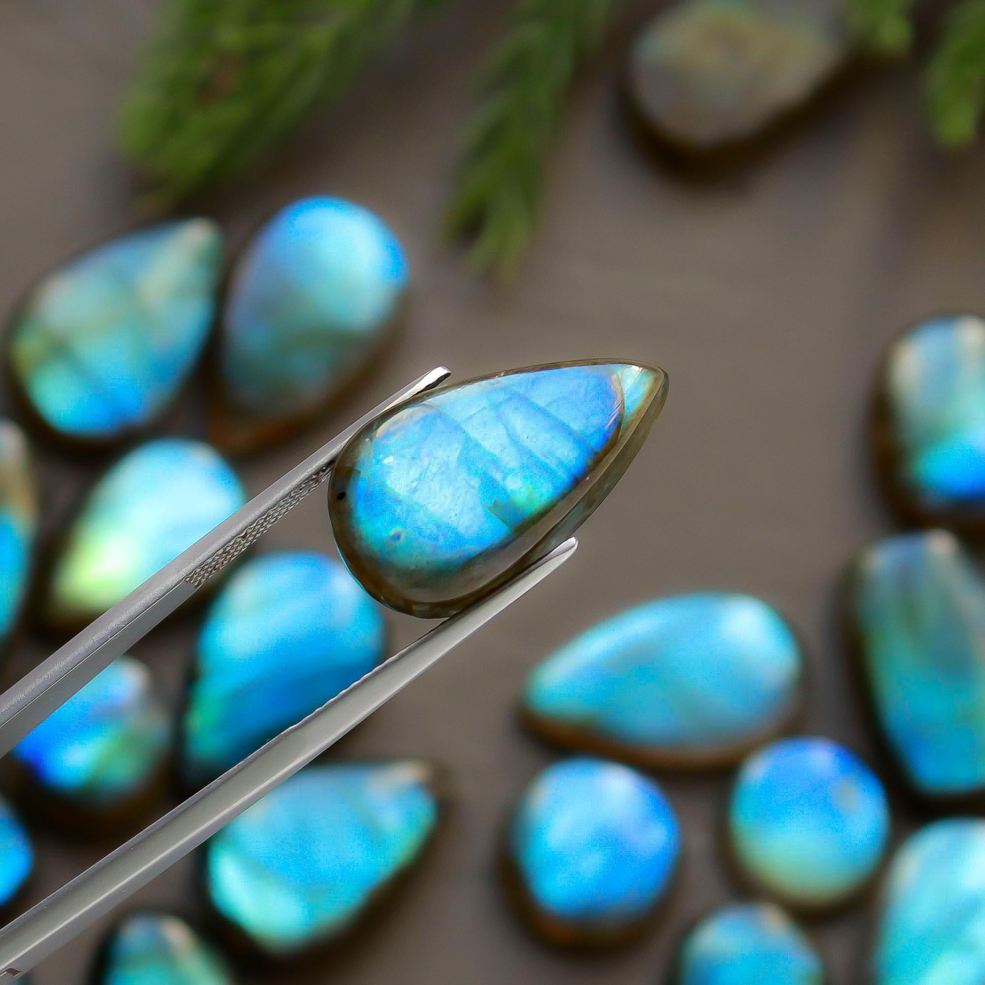 21 Pcs 221 Cts Natural Labradorite Cabochon Loose Gemstone Jewelry Semi-Precious Healing Crystal Lots 11x11-26x11mm R-13316