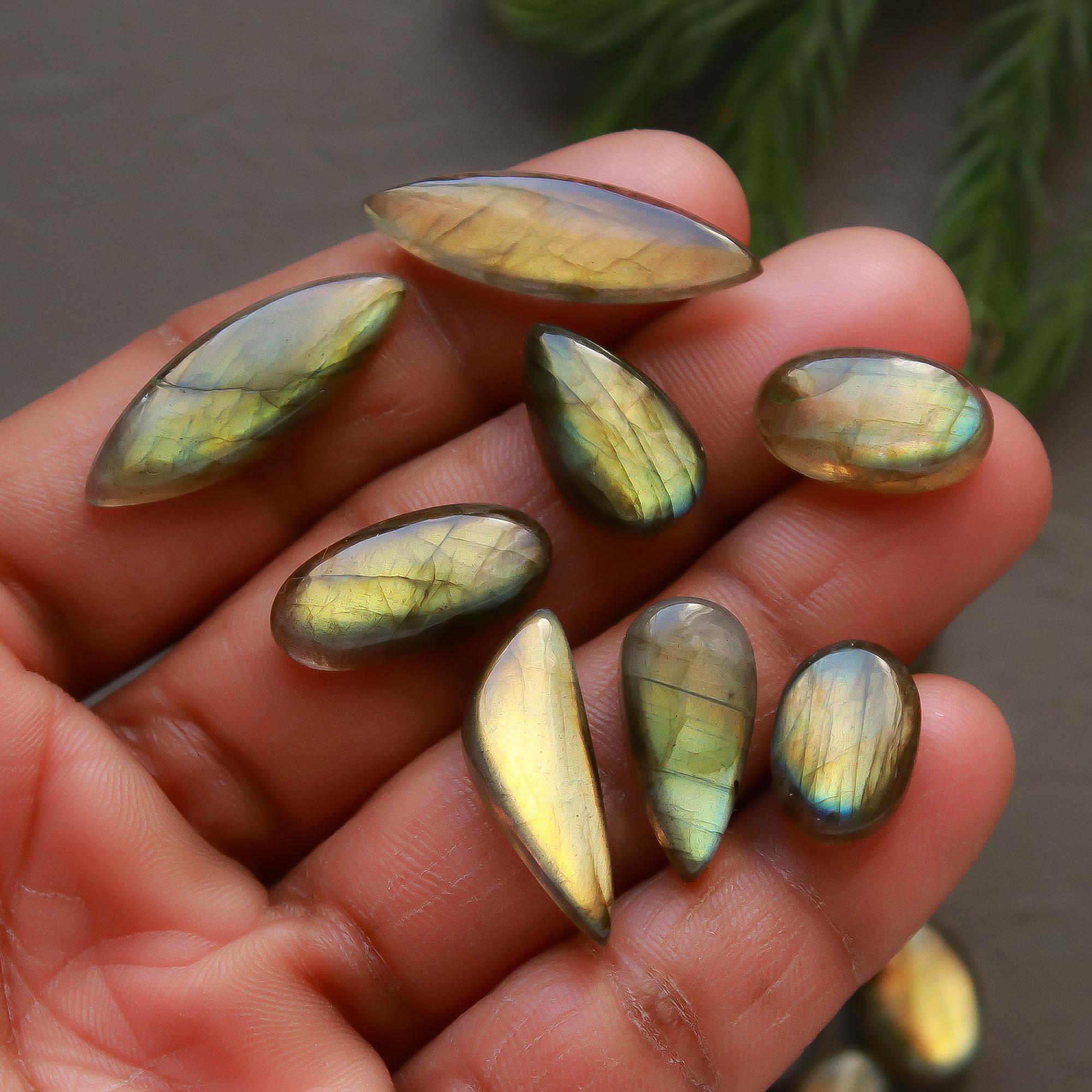 39 Pcs 191 Cts Natural Labradorite Cabochon Loose Gemstone Jewelry Semi-Precious Healing Crystal Lots 10x7-28x8mm R-13318
