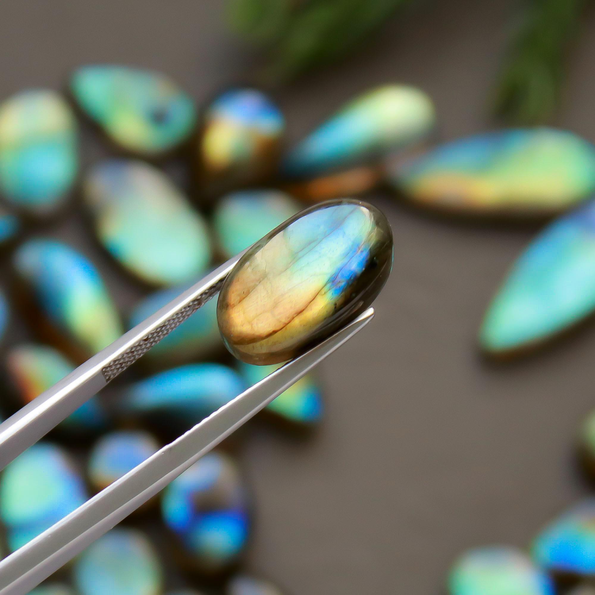 32 Pcs 148 Cts Natural Labradorite Cabochon Loose Gemstone Jewelry Semi-Precious Healing Crystal Lots 7x7-22x8mm R-13319