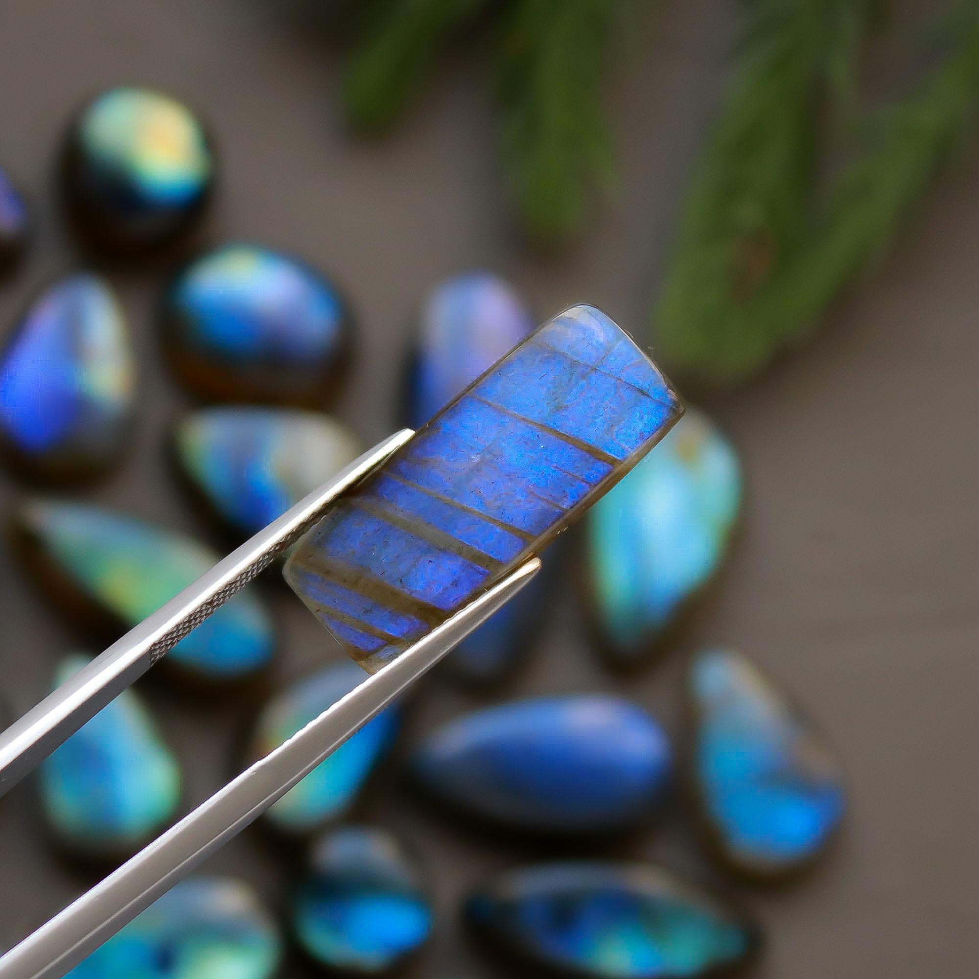 33 Pcs 254 Cts Natural Labradorite Cabochon Loose Gemstone Jewelry Semi-Precious Healing Crystal Lots 10x10-28x11mm 13321