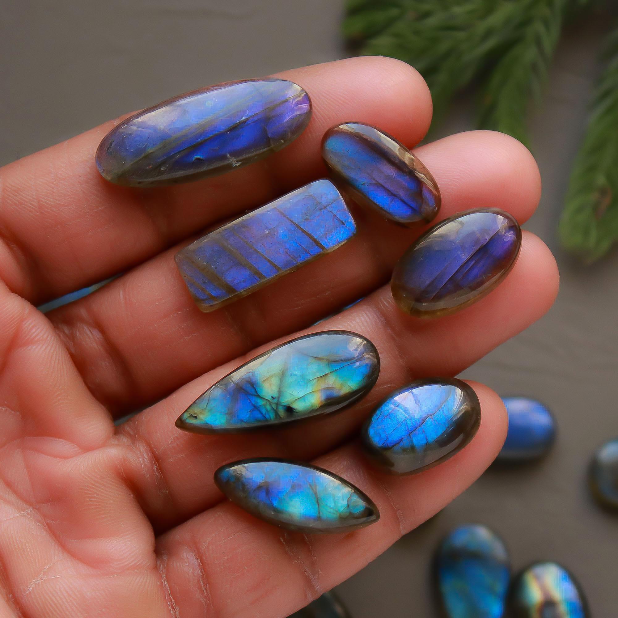 33 Pcs 254 Cts Natural Labradorite Cabochon Loose Gemstone Jewelry Semi-Precious Healing Crystal Lots 10x10-28x11mm R-13321