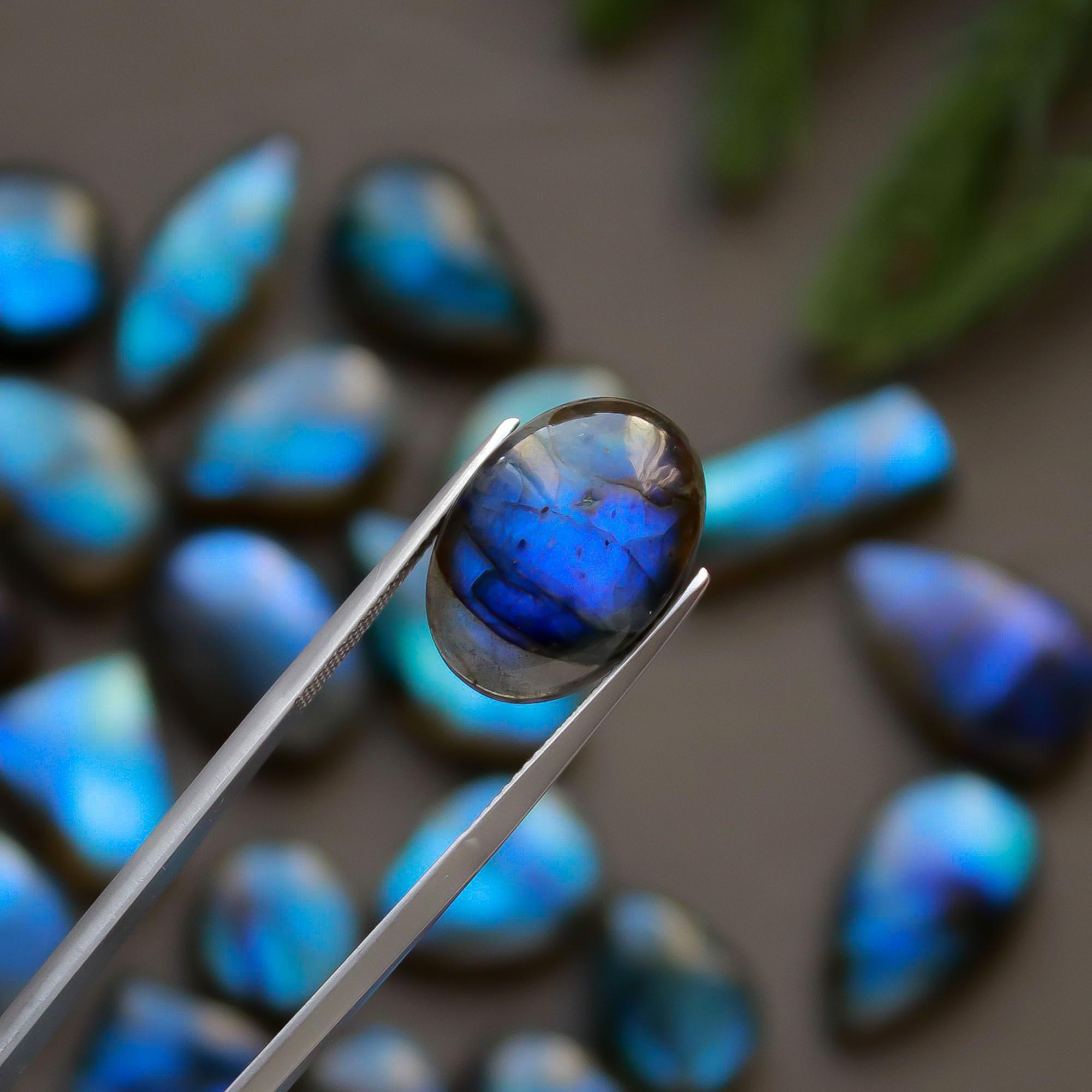 32 Pcs 328 Cts Natural Labradorite Cabochon Loose Gemstone Jewelry Semi-Precious Healing Crystal Lots 11x11-26x11mm R-13322