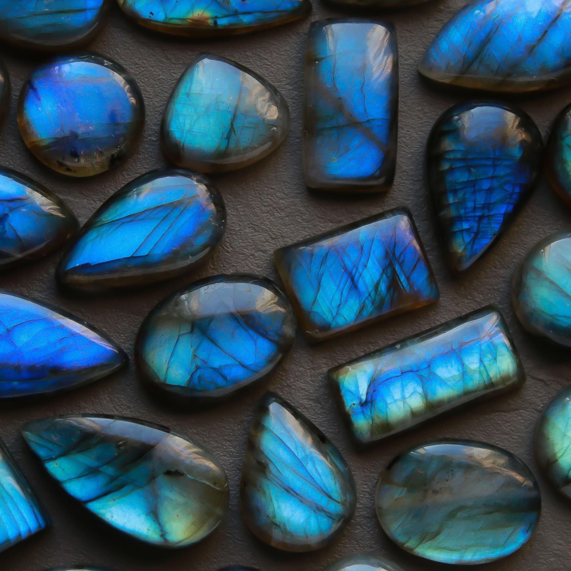27 Pcs 261 Cts Natural Labradorite Cabochon Loose Gemstone Jewelry Semi-Precious Healing Crystal Lots 12x12-23x12mm 13325