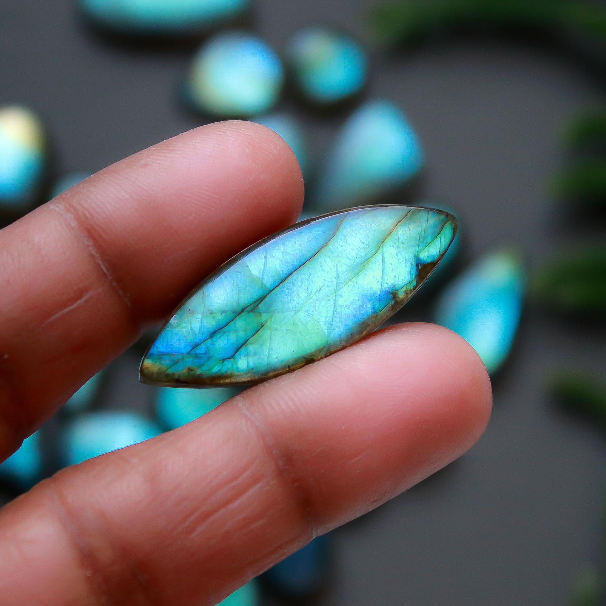 32 Pcs 346 Cts Natural Labradorite Cabochon Loose Gemstone Jewelry Semi-Precious Healing Crystal Lots 11x11-35x12mm R-13326