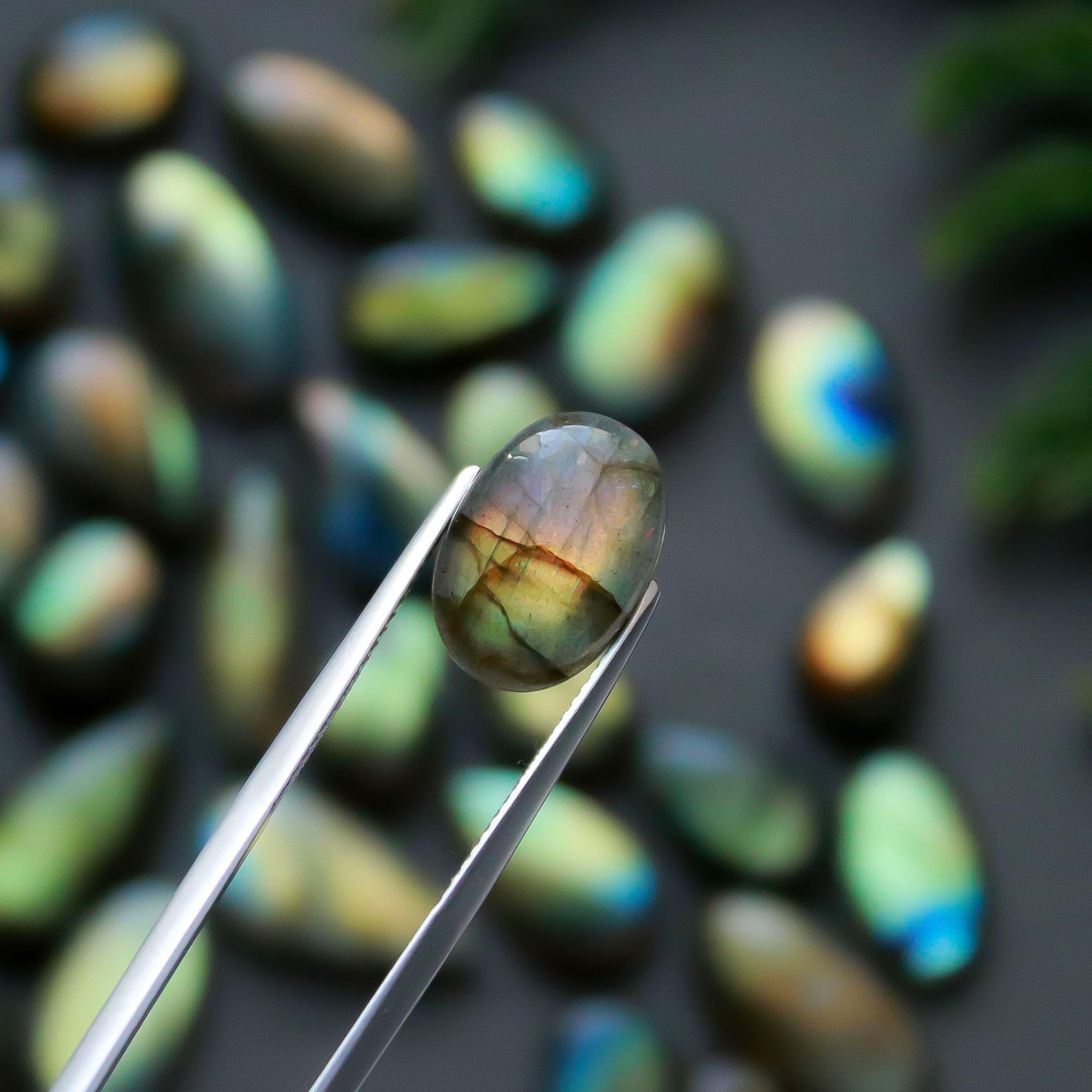 34 Pcs 179 Cts Natural Labradorite Cabochon Loose Gemstone Jewelry Semi-Precious Healing Crystal Lots 9x9-27x7mm 13328