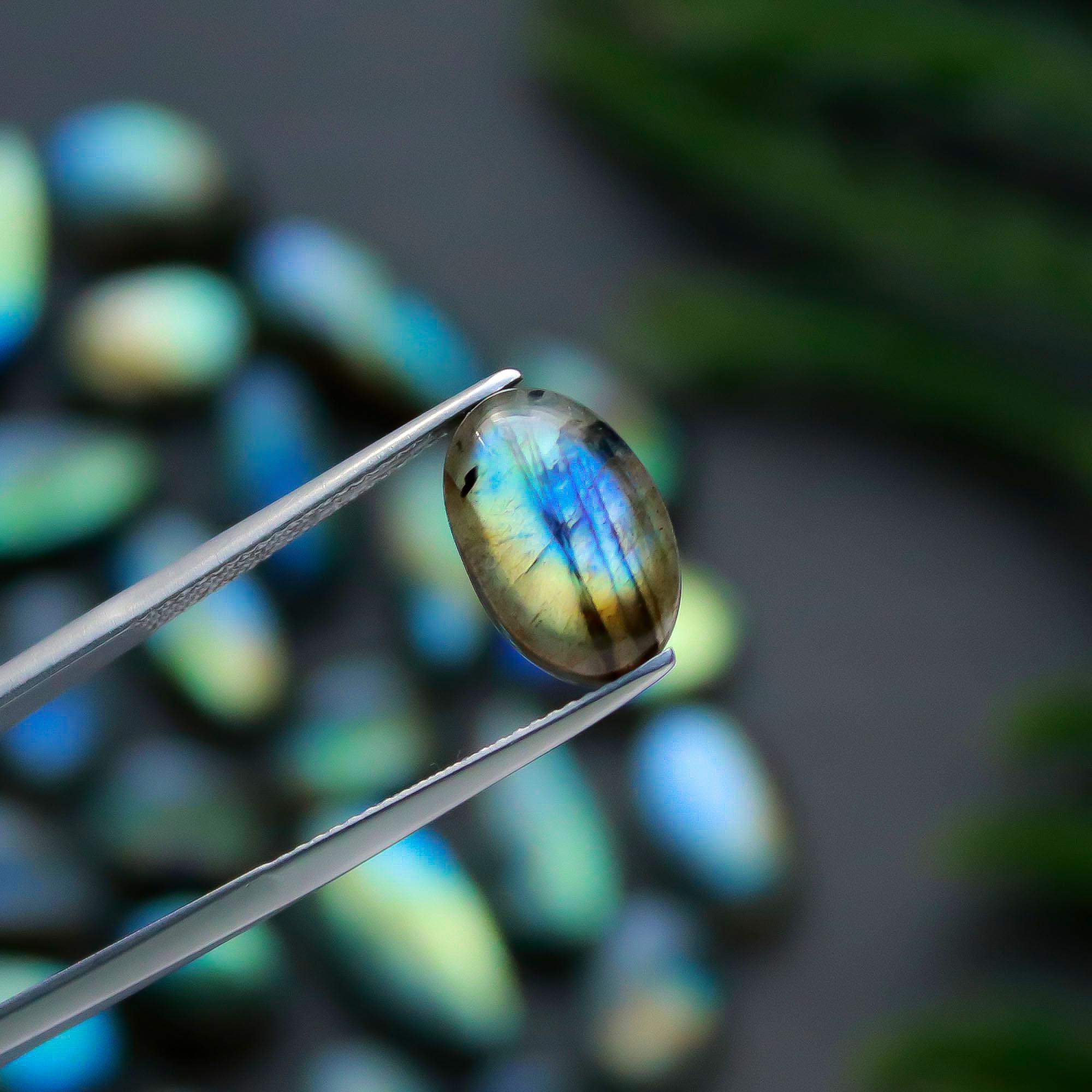 39 Pcs 186 Cts Natural Labradorite Cabochon Loose Gemstone Jewelry Semi-Precious Healing Crystal Lots 7x7-21x8mm R-13329