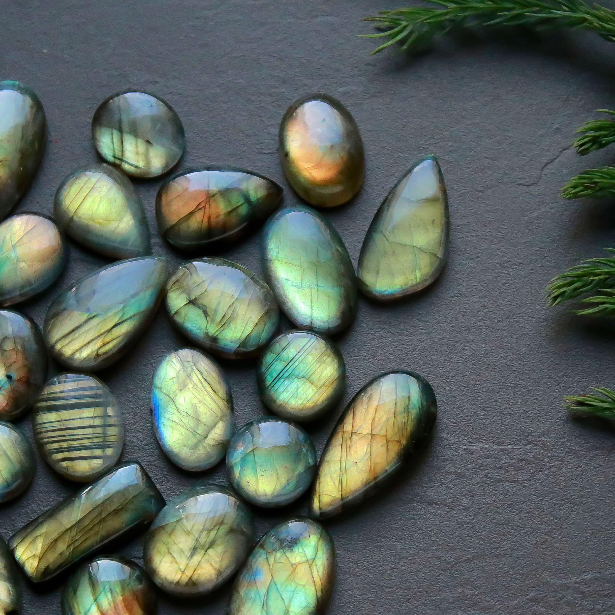 29 Pcs 281 Cts Natural Labradorite Cabochon Loose Gemstone Jewelry Semi-Precious Healing Crystal Lots 11x11-25x12mm 13334