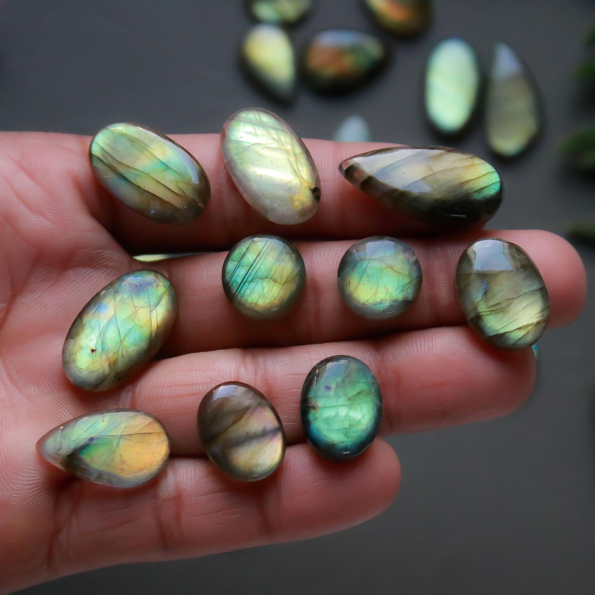 29 Pcs 281 Cts Natural Labradorite Cabochon Loose Gemstone Jewelry Semi-Precious Healing Crystal Lots 11x11-25x12mm 13334