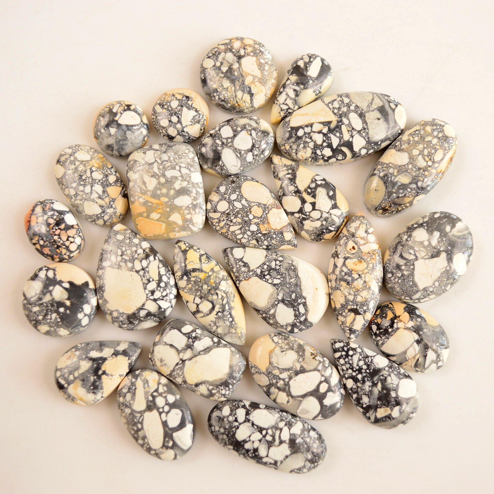 25 Pcs 265 Cts Natural Maligano Jasper Cabochon Lot Semi-Precious Gemstones For Jewelry Making 10x10-25x12mm 13343