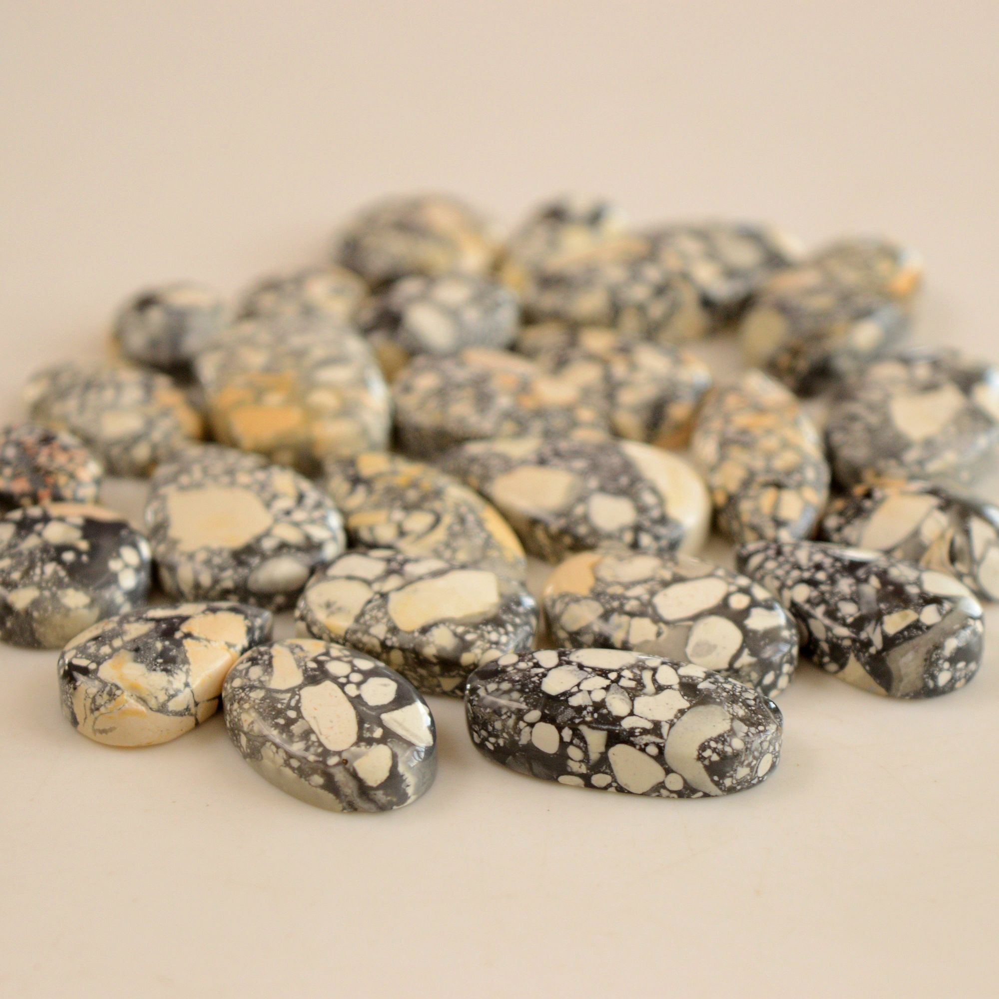 25 Pcs 265 Cts Natural Maligano Jasper Cabochon Lot Semi-Precious Gemstones For Jewelry Making 10x10-25x12mm 13343