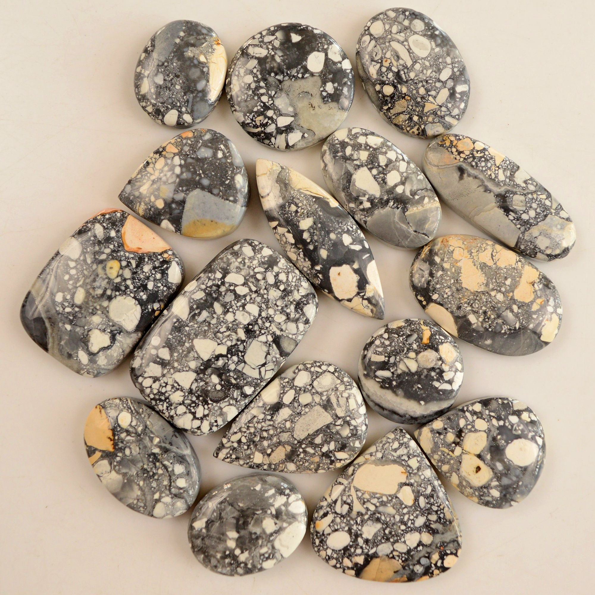 16 Pcs 402 Cts Natural Maligano Jasper Cabochon Lot Semi-Precious Gemstones For Jewelry Making 18x15-33x20mm 13351