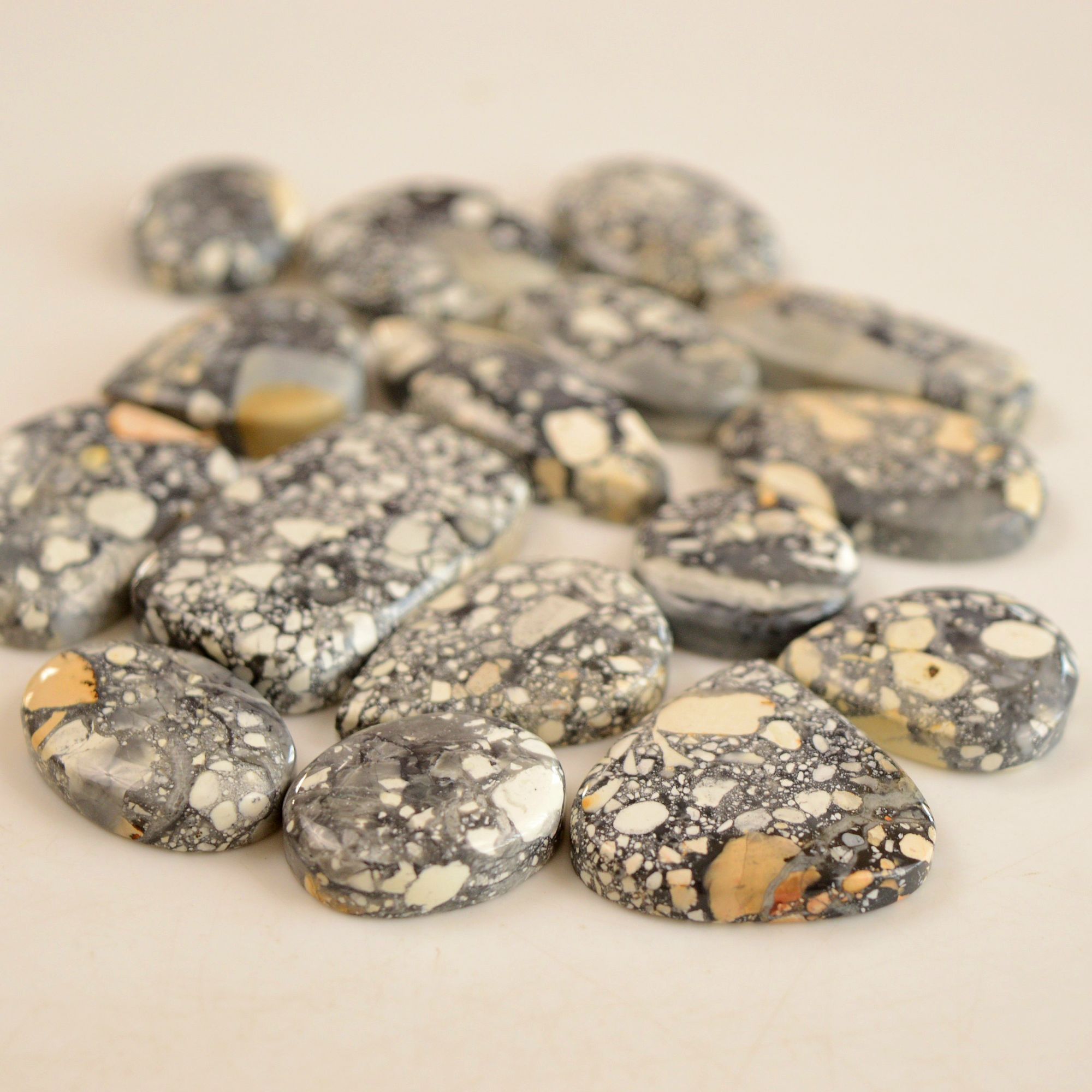 16 Pcs 402 Cts Natural Maligano Jasper Cabochon Lot Semi-Precious Gemstones For Jewelry Making 18x15-33x20mm 13351