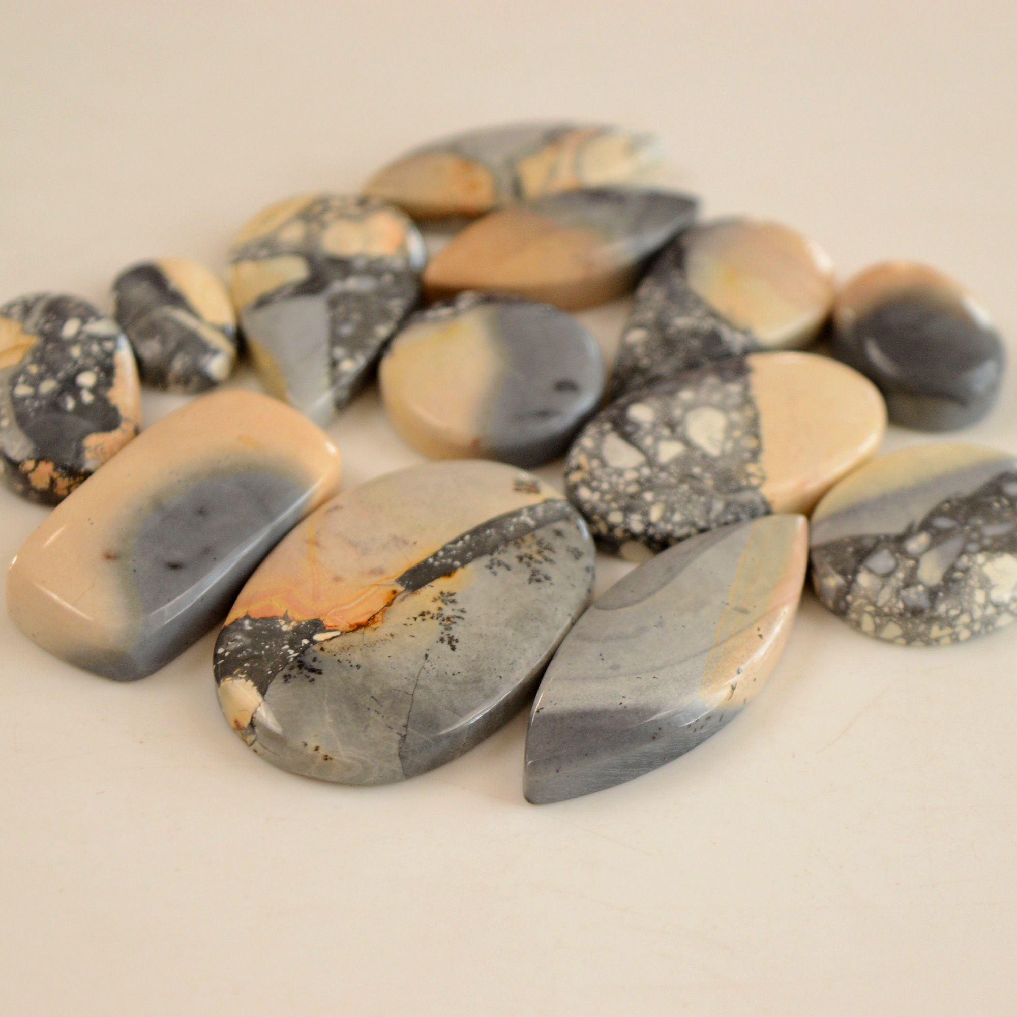 13 Pcs 299 Cts Natural Maligano Jasper Cabochon Lot Semi-Precious Gemstones For Jewelry Making 15x10-35x25mm 13370