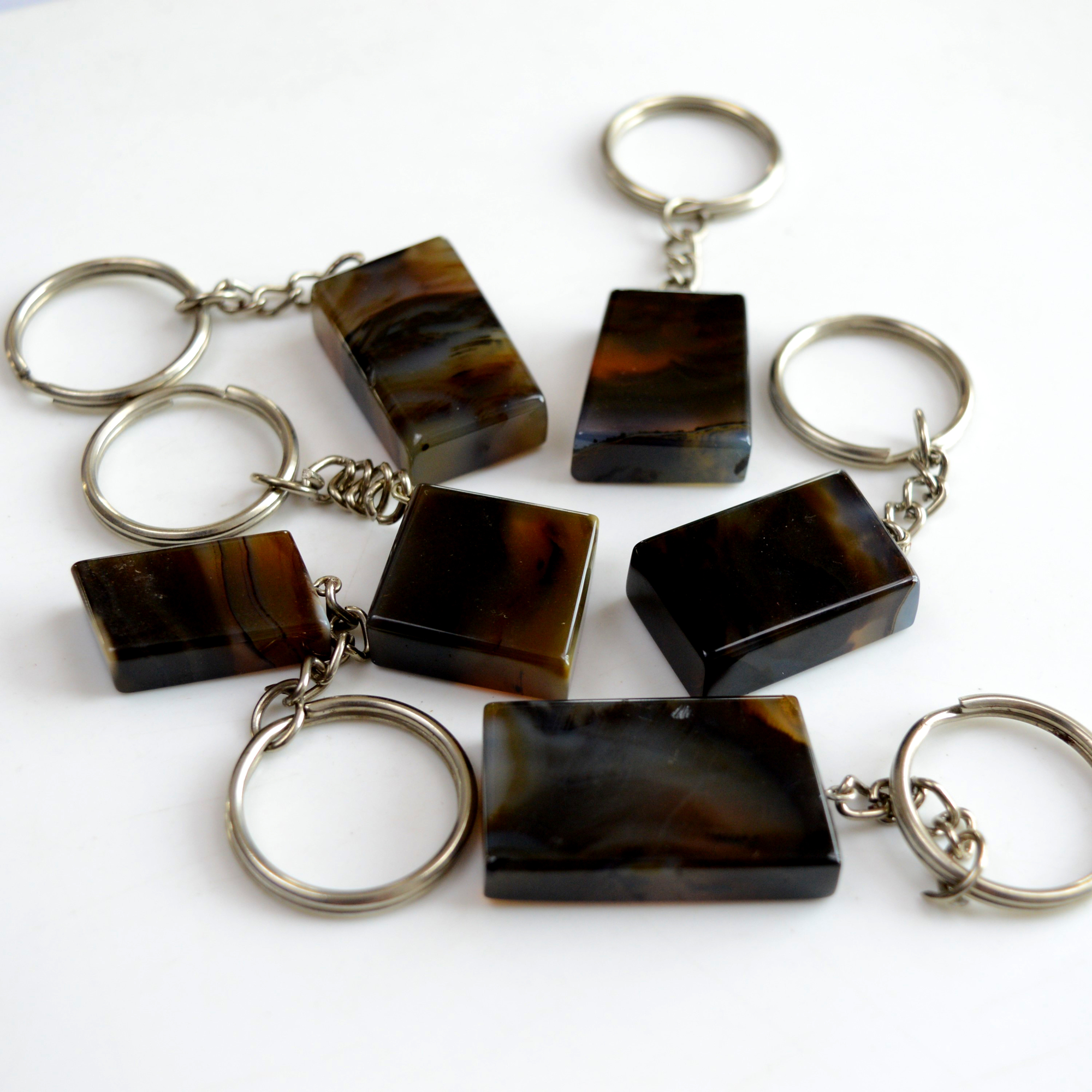 6 Pcs 601 Cts Natural Montana Agate Palm Key Chain Cabochon Gemstone 38x22-25x15 mmR-13372
