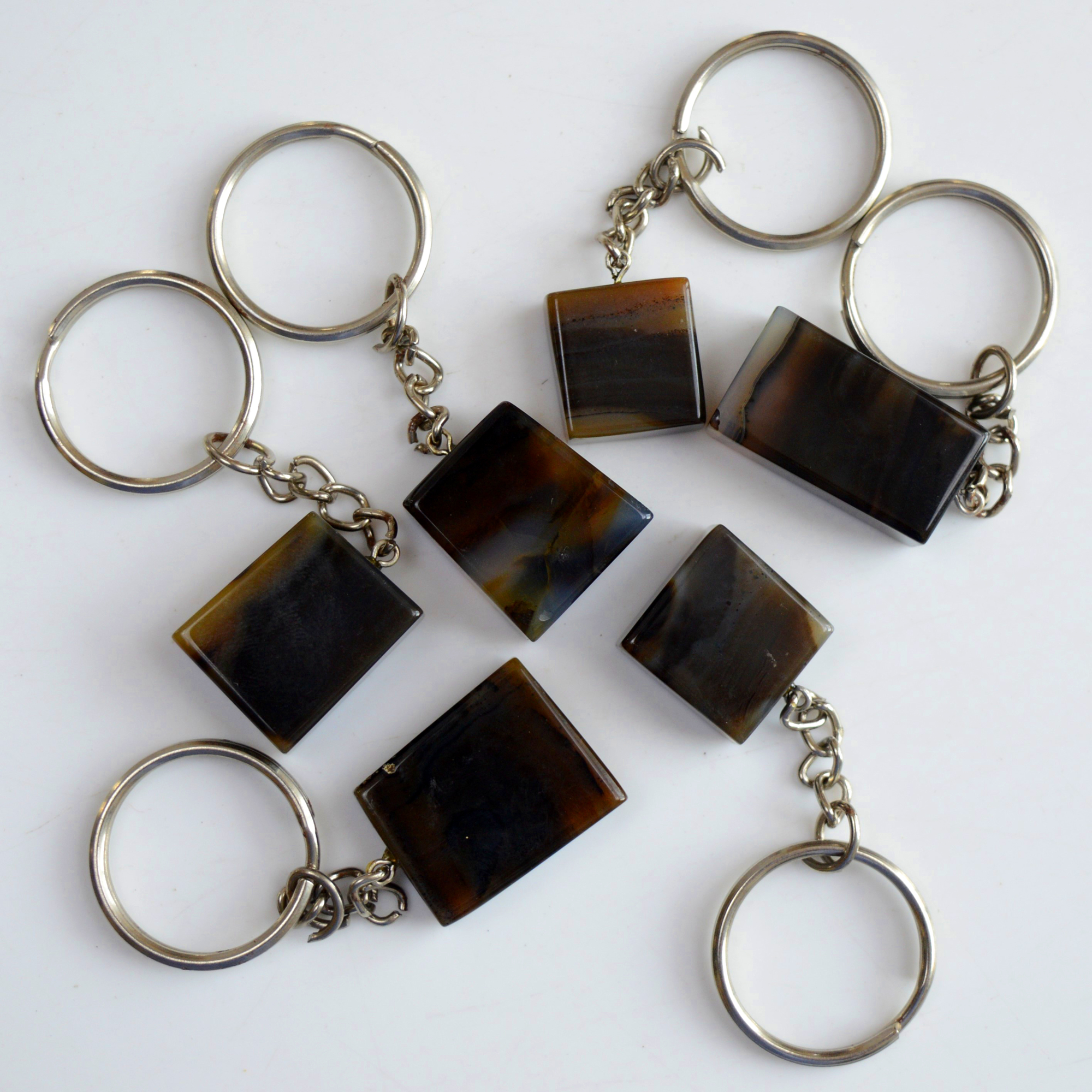 6 Pcs 487 Cts Natural Montana Agate Palm Key Chain Cabochon Gemstone 30x17-18x17mm R-13373