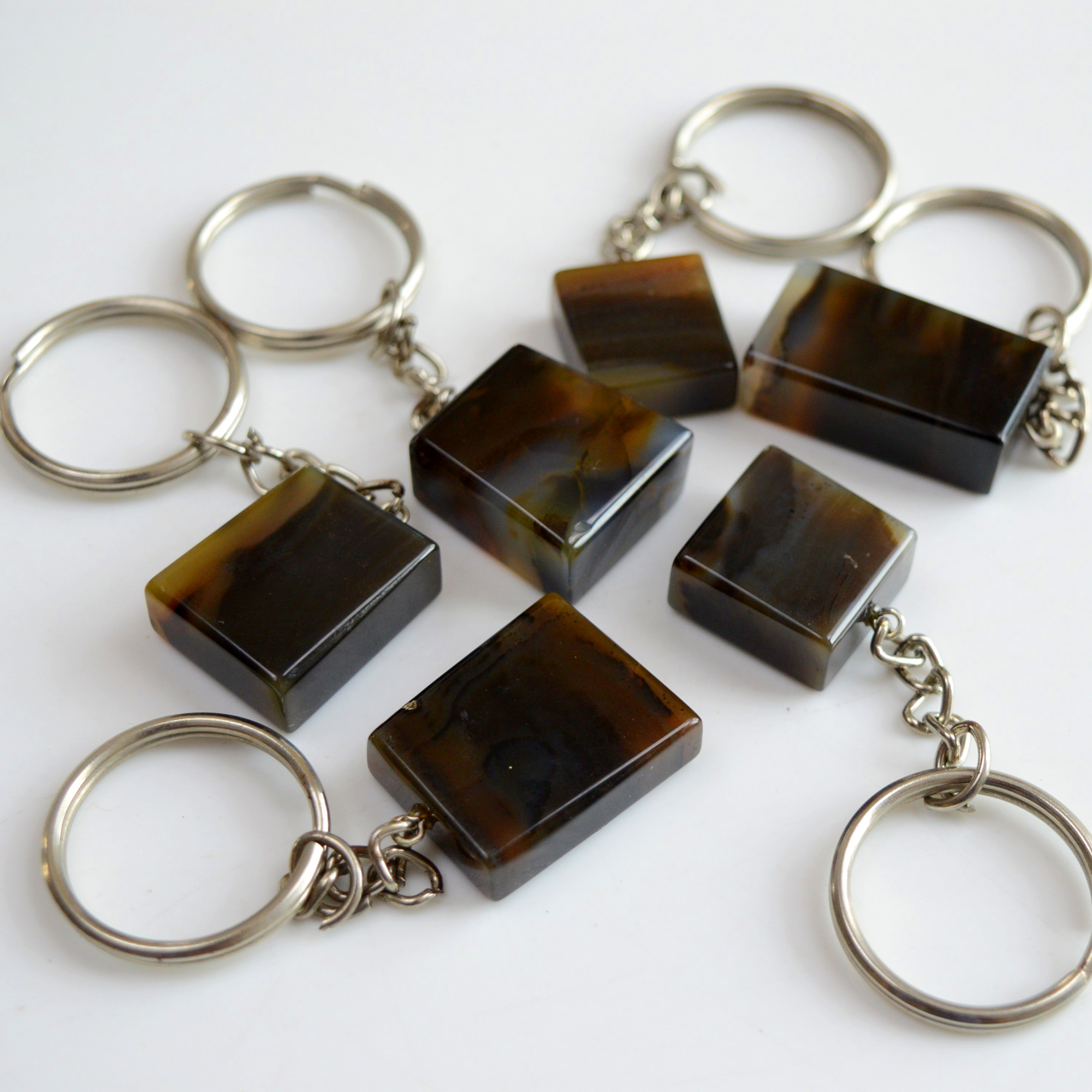 6 Pcs 487 Cts Natural Montana Agate Palm Key Chain Cabochon Gemstone 30x17-18x17mm R-13373