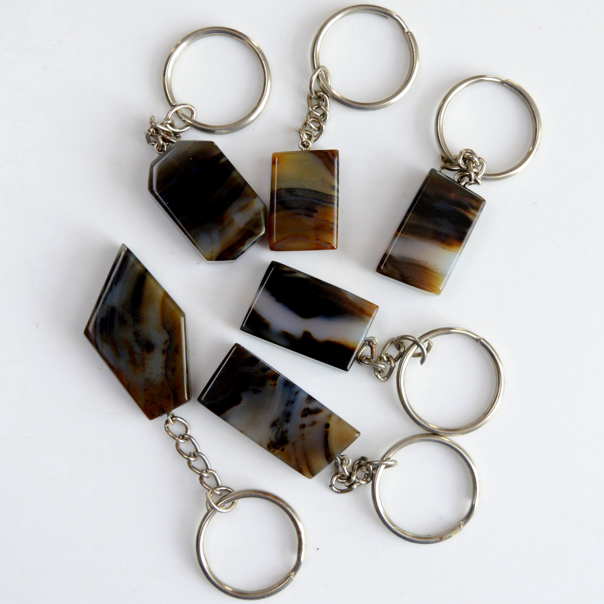 6 Pcs 555 Cts Natural Montana Agate Palm Key Chain Cabochon Gemstone 44x26-25x17mm R-13374