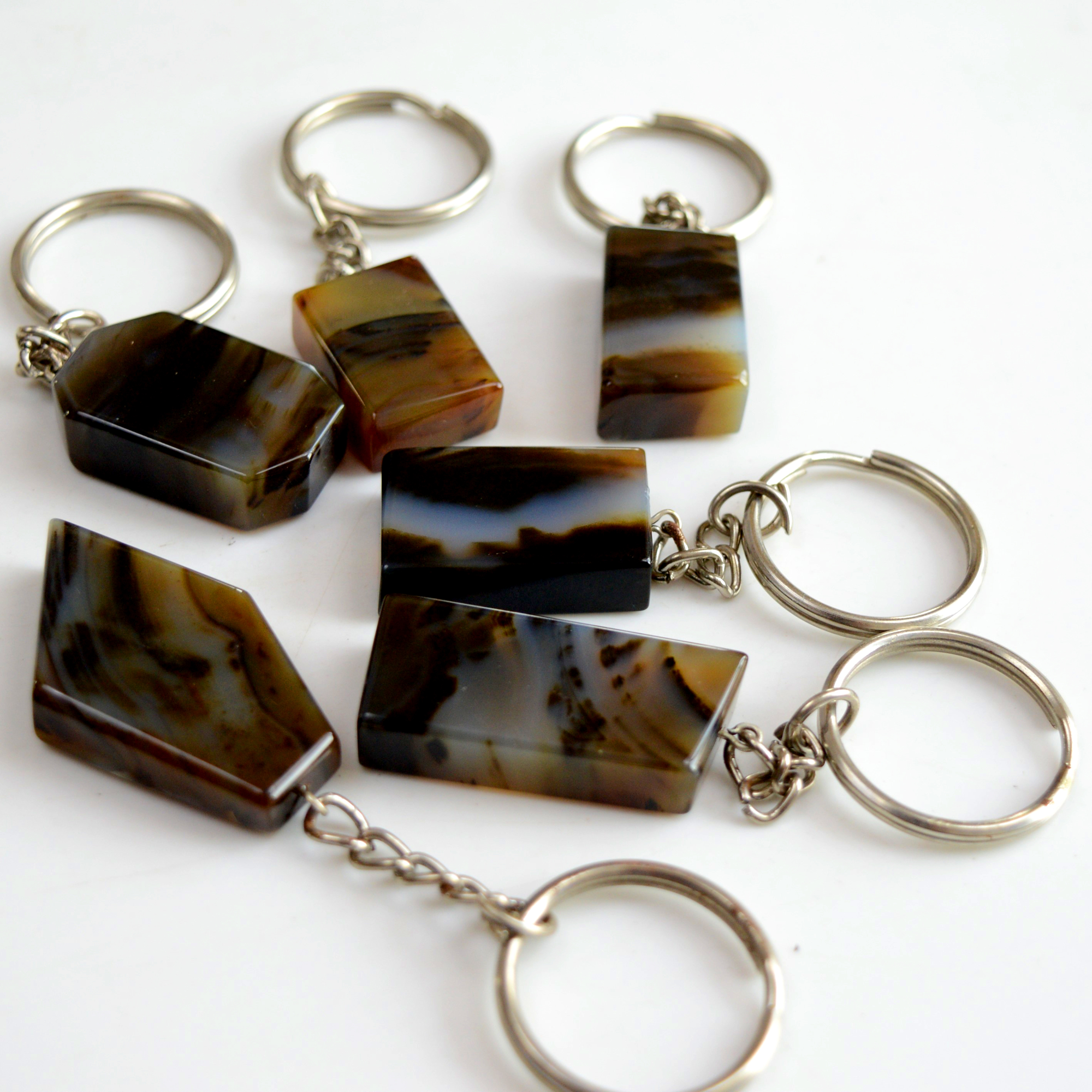 6 Pcs 555 Cts Natural Montana Agate Palm Key Chain Cabochon Gemstone 44x26-25x17mm R-13374