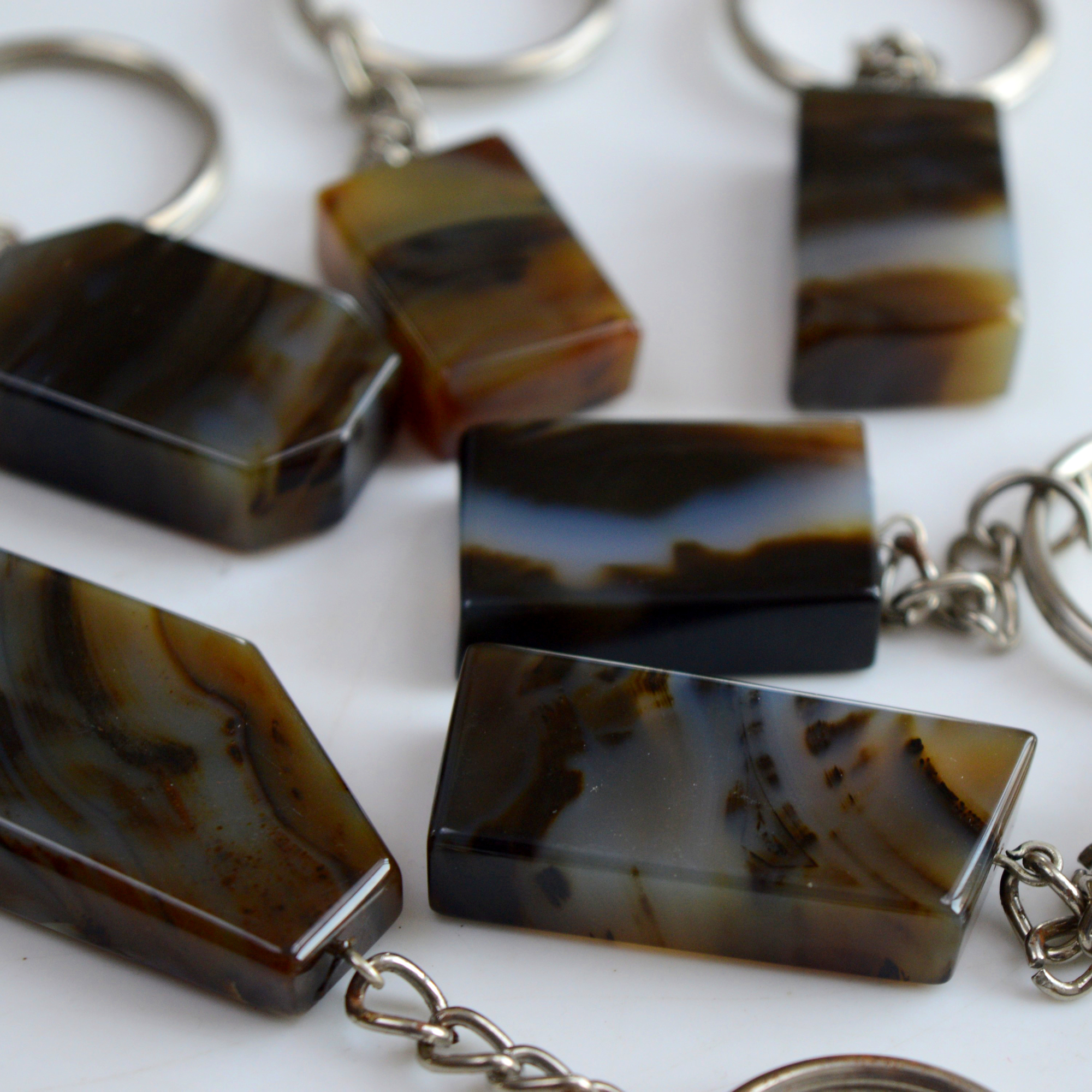 6 Pcs 555 Cts Natural Montana Agate Palm Key Chain Cabochon Gemstone 44x26-25x17mm R-13374
