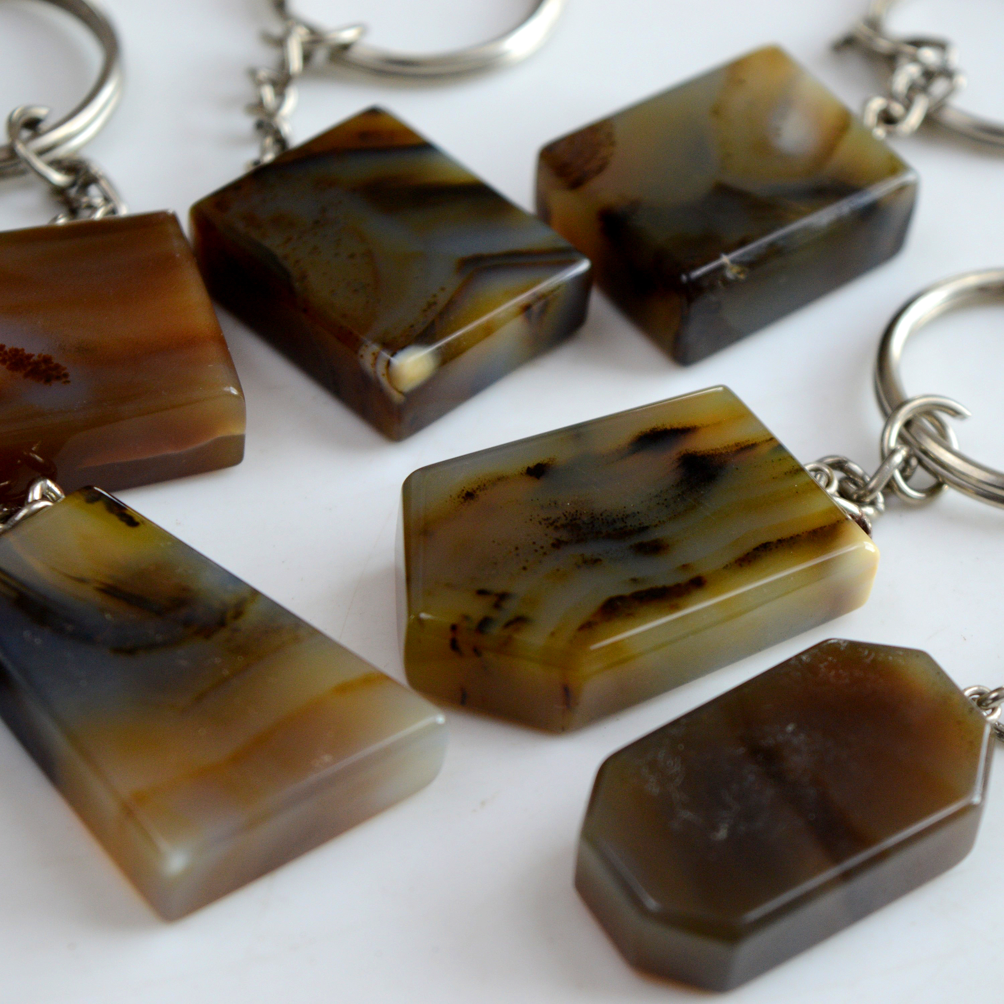 6 Pcs 583 Cts Natural Montana Agata Palm Key Chain Cabochon Gemstone 36x22-23x22mm R-13375