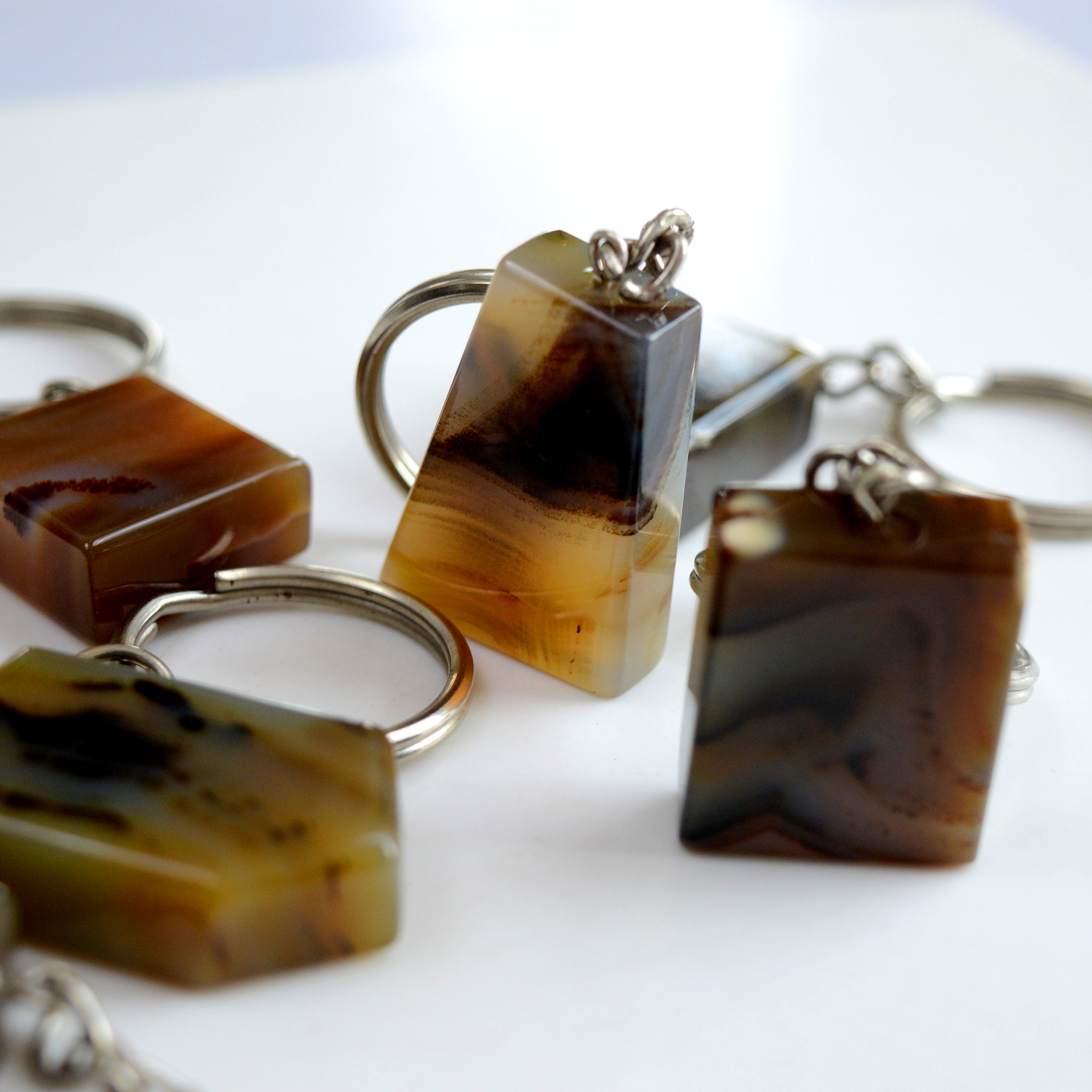 6 Pcs 583 Cts Natural Montana Agata Palm Key Chain Cabochon Gemstone 36x22-23x22mm R-13375