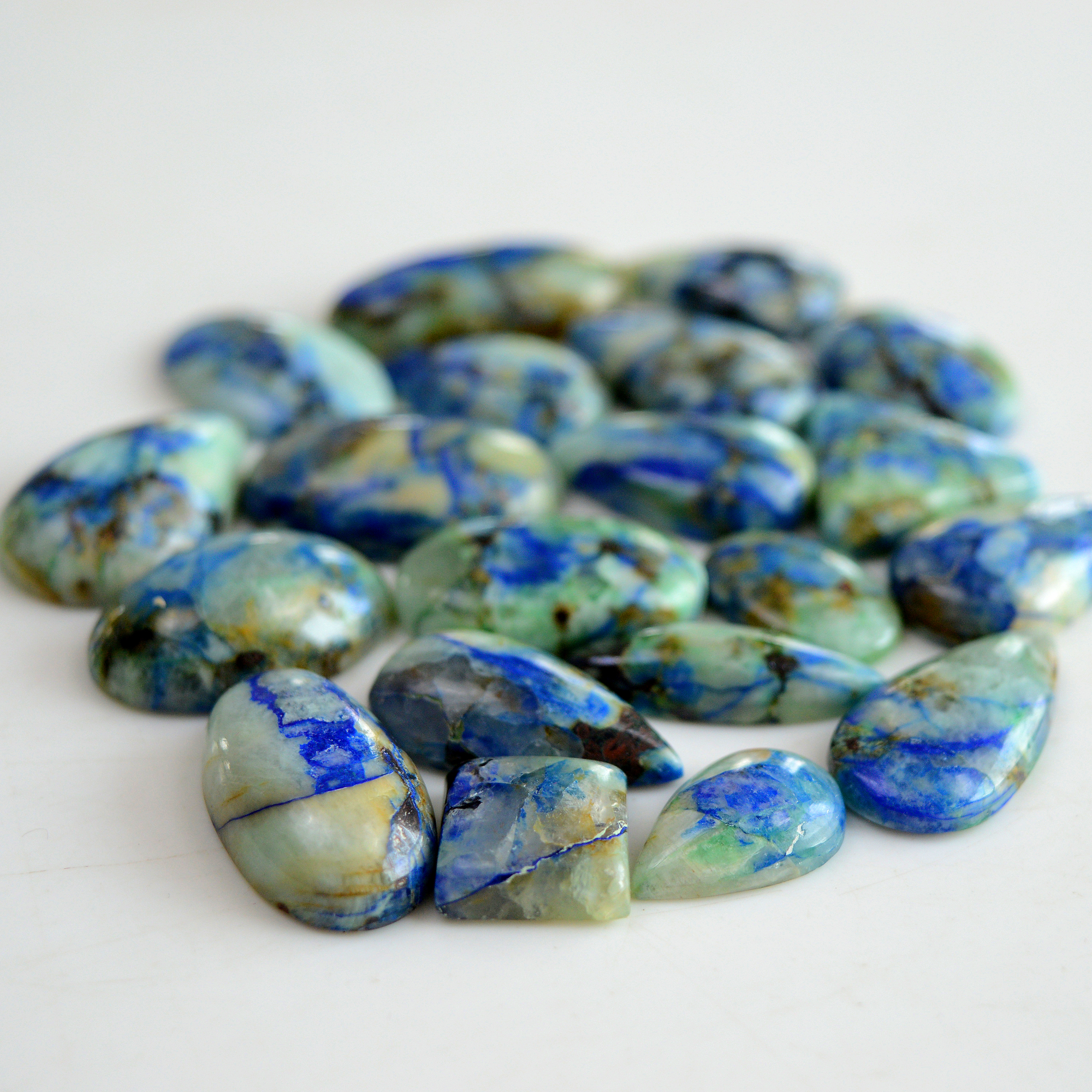 20 Pcs 263 Cts Natural Blue Azurite Gemstone Cabochon Lot Azurite Crystal Pendant Necklace Azurite Jewelry For Crystal Healing 25x15-17x10mm R-13385