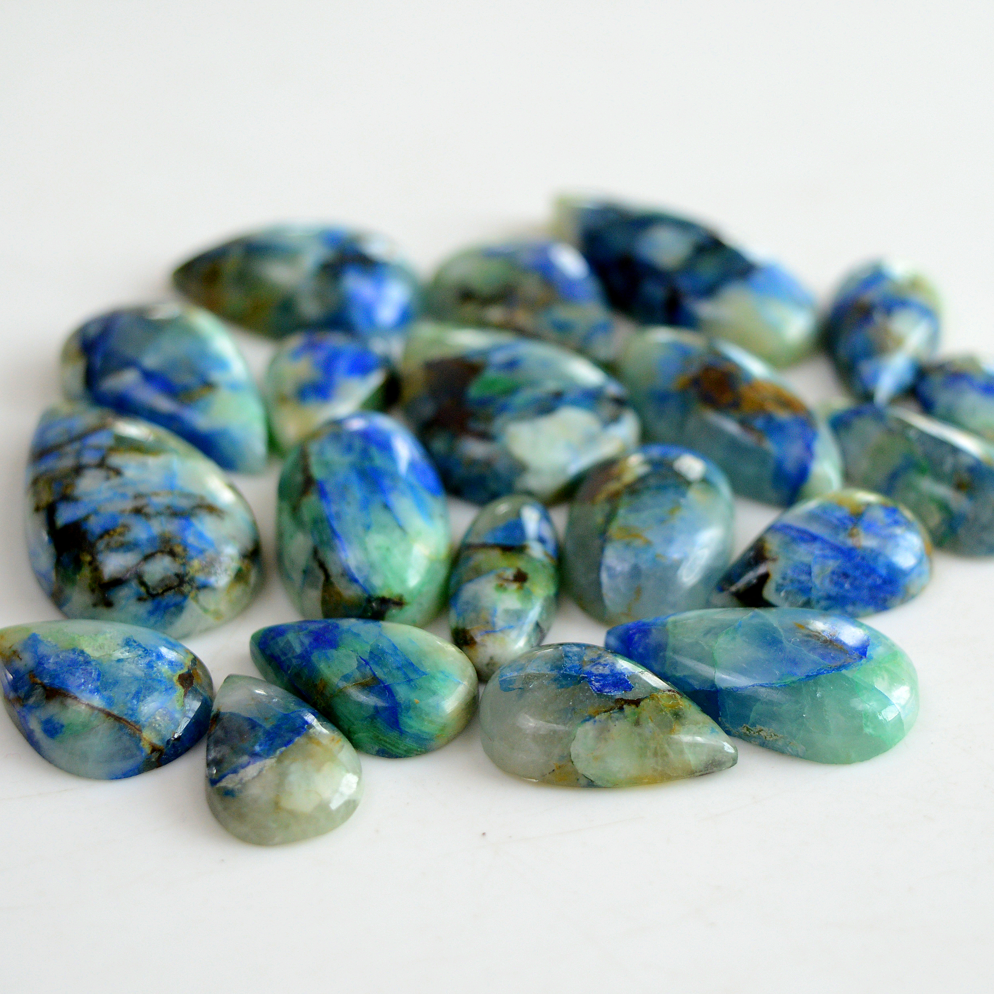 20 Pcs 271 Cts Natural Blue Azurite Gemstone Cabochon Lot Azurite Crystal Pendant Necklace Azurite Jewelry For Crystal Healing 33x13-17x10mm R-13387