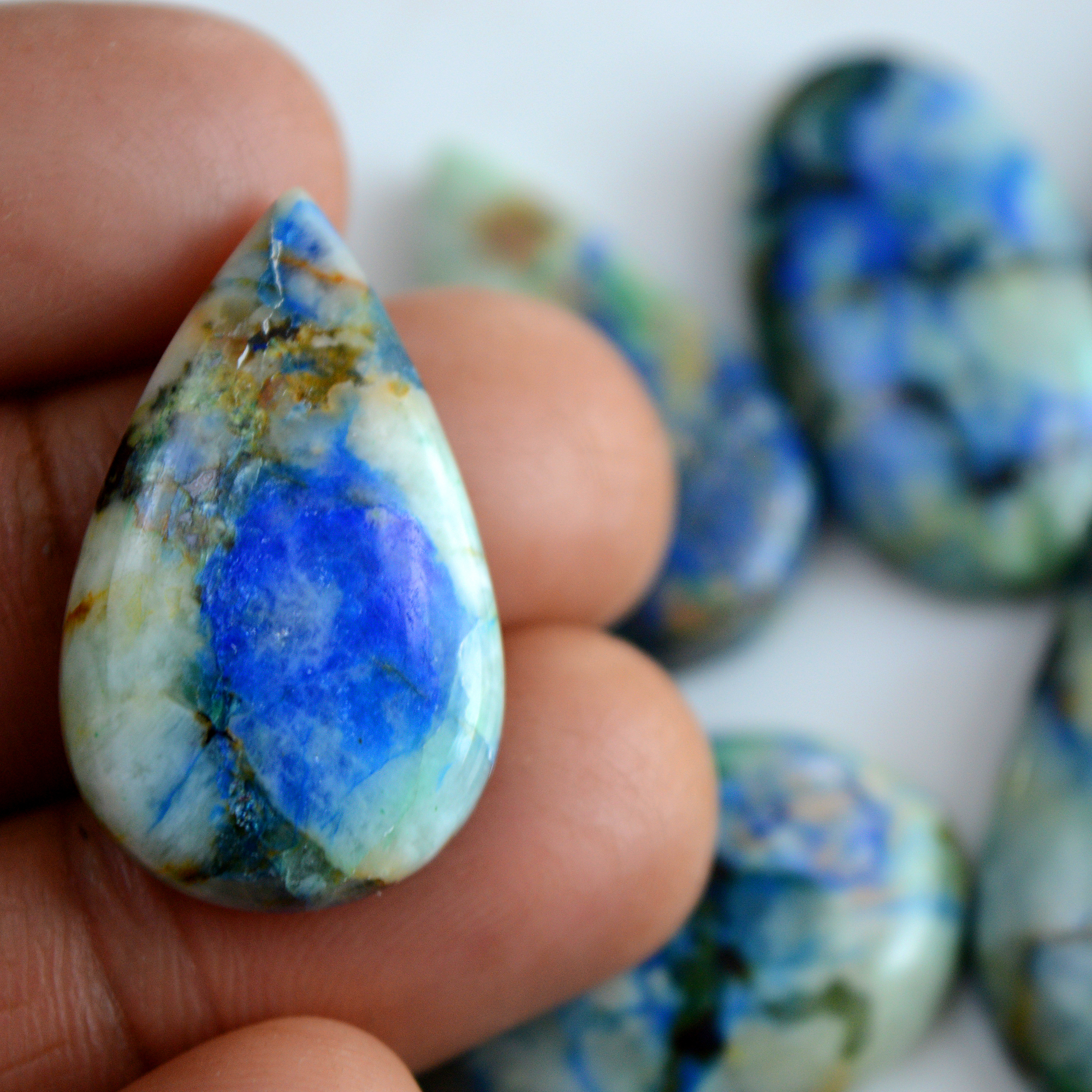 10 Pcs 299 Cts Natural Blue Azurite Gemstone Cabochon Lot Azurite Crystal Pendant Necklace Azurite Jewelry For Crystal Healing 32x23-20x20mmR-13395