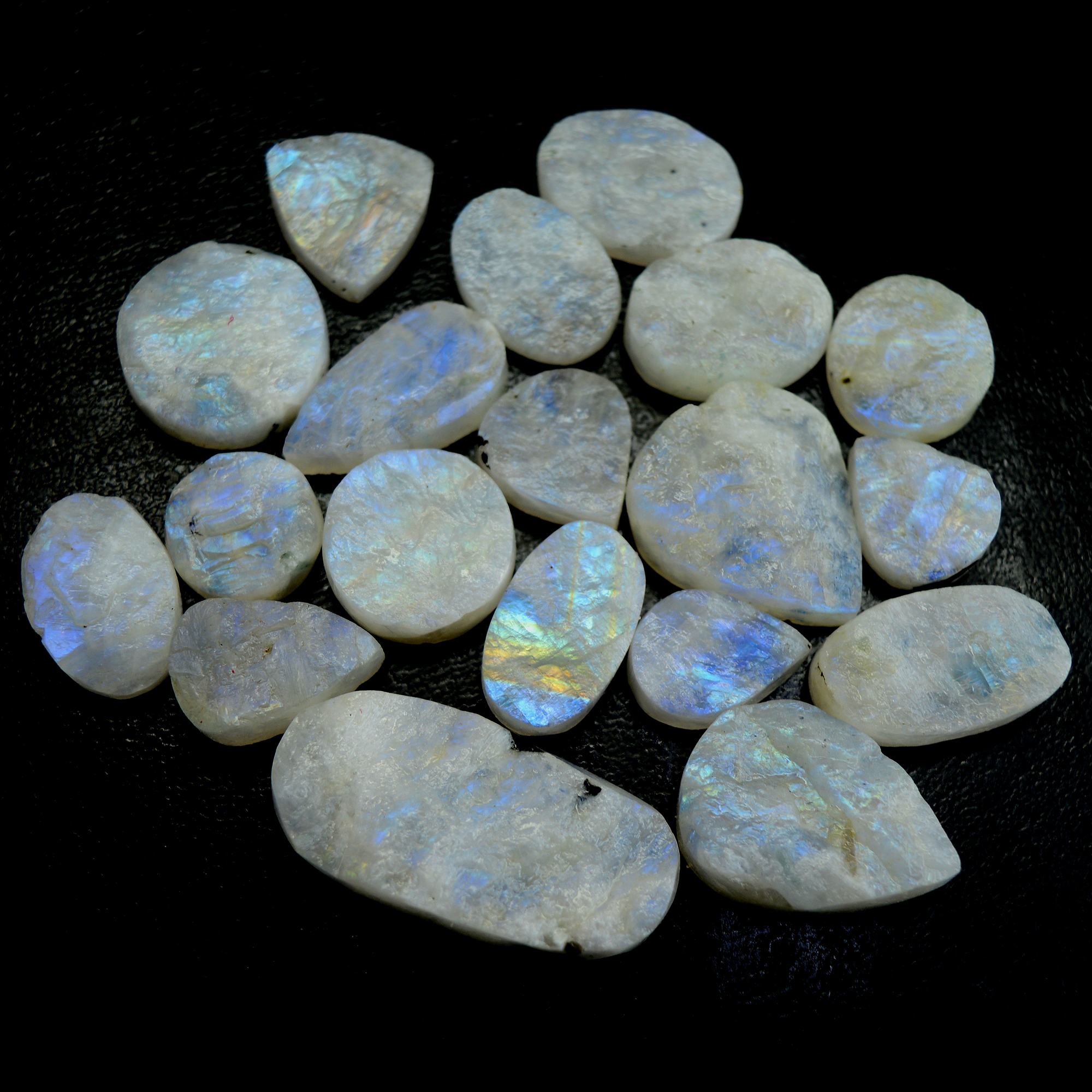 19 Pcs 398 Cts Natural Rainbow Moonstone Druzy Rough Loose Gemstone Lot Size 38x18-17x12mm R-13401