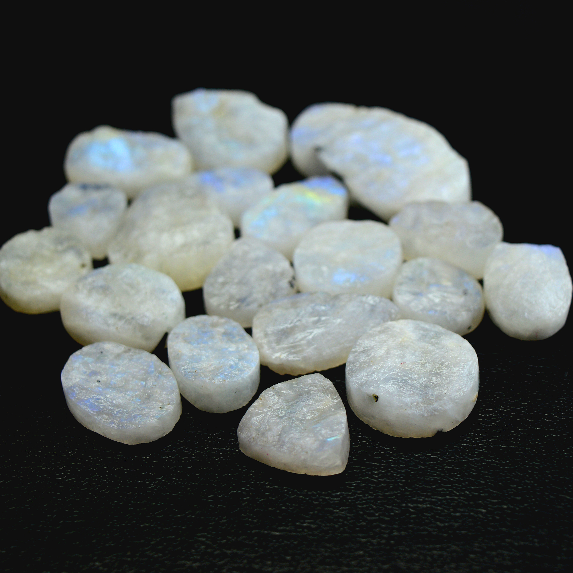 19 Pcs 398 Cts Natural Rainbow Moonstone Druzy Rough Loose Gemstone Lot Size 38x18-17x12mm R-13401