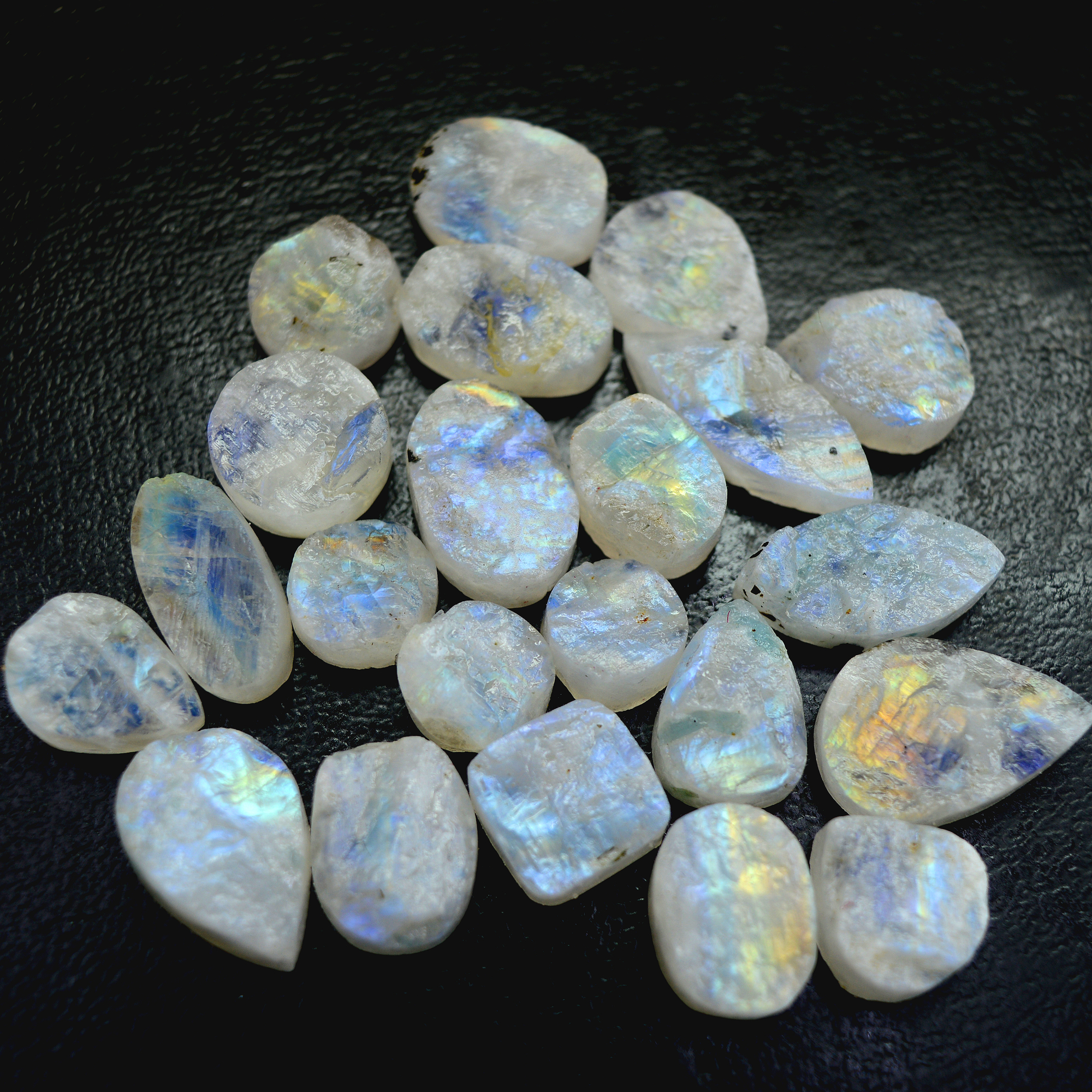 22 Pcs 189 Cts Natural Rainbow Moonstone Druzy Rough Loose Gemstone Lot Size 19x12-10x10mm R-13403