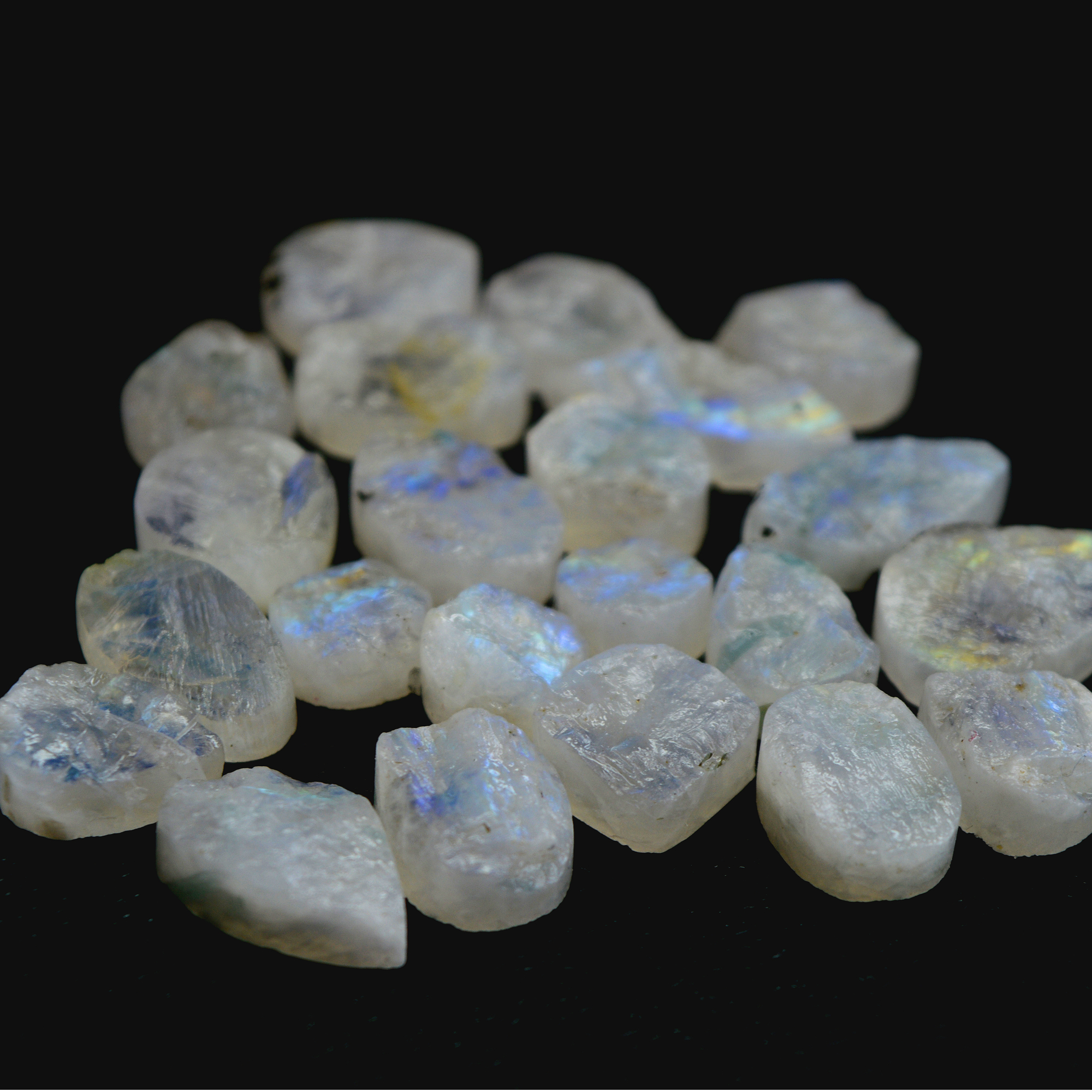 22 Pcs 189 Cts Natural Rainbow Moonstone Druzy Rough Loose Gemstone Lot Size 19x12-10x10mm R-13403
