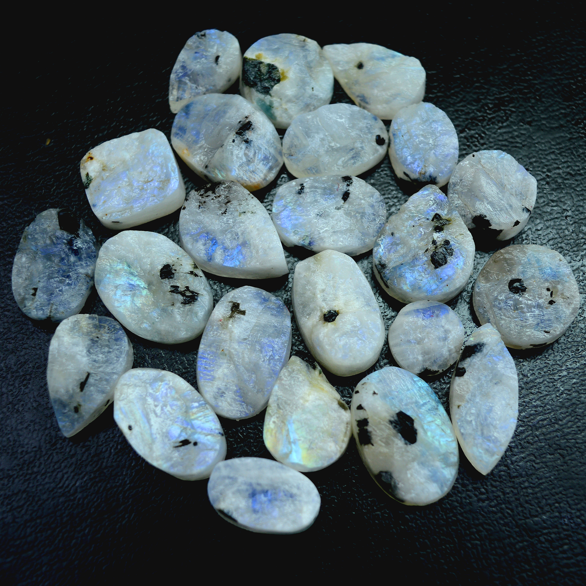 23 Pcs 285 Cts Natural Rainbow Moonstone Druzy Rough Loose Gemstone Lot Size 20x14-10x10mm R-13404