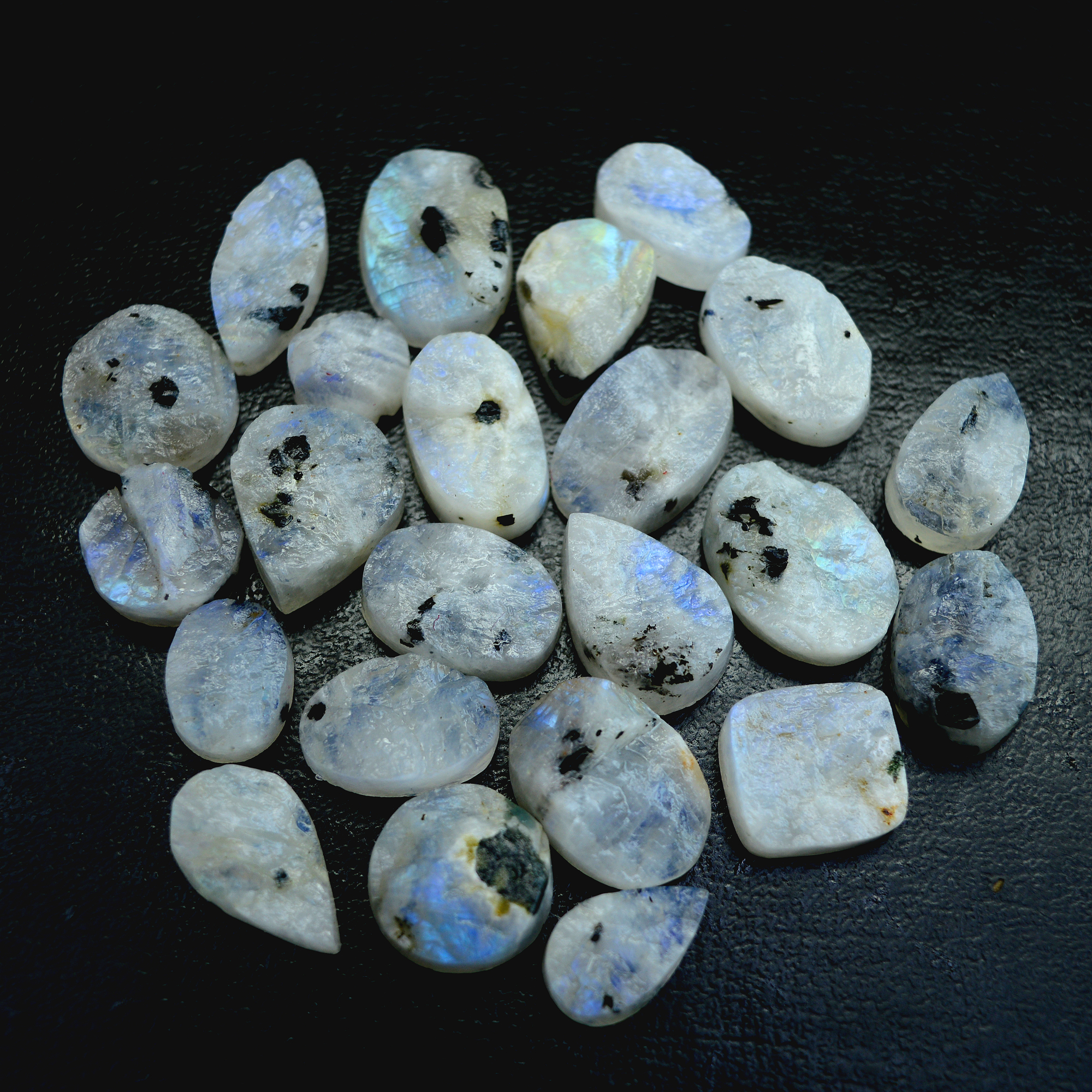 23 Pcs 285 Cts Natural Rainbow Moonstone Druzy Rough Loose Gemstone Lot Size 20x14-10x10mm R-13404