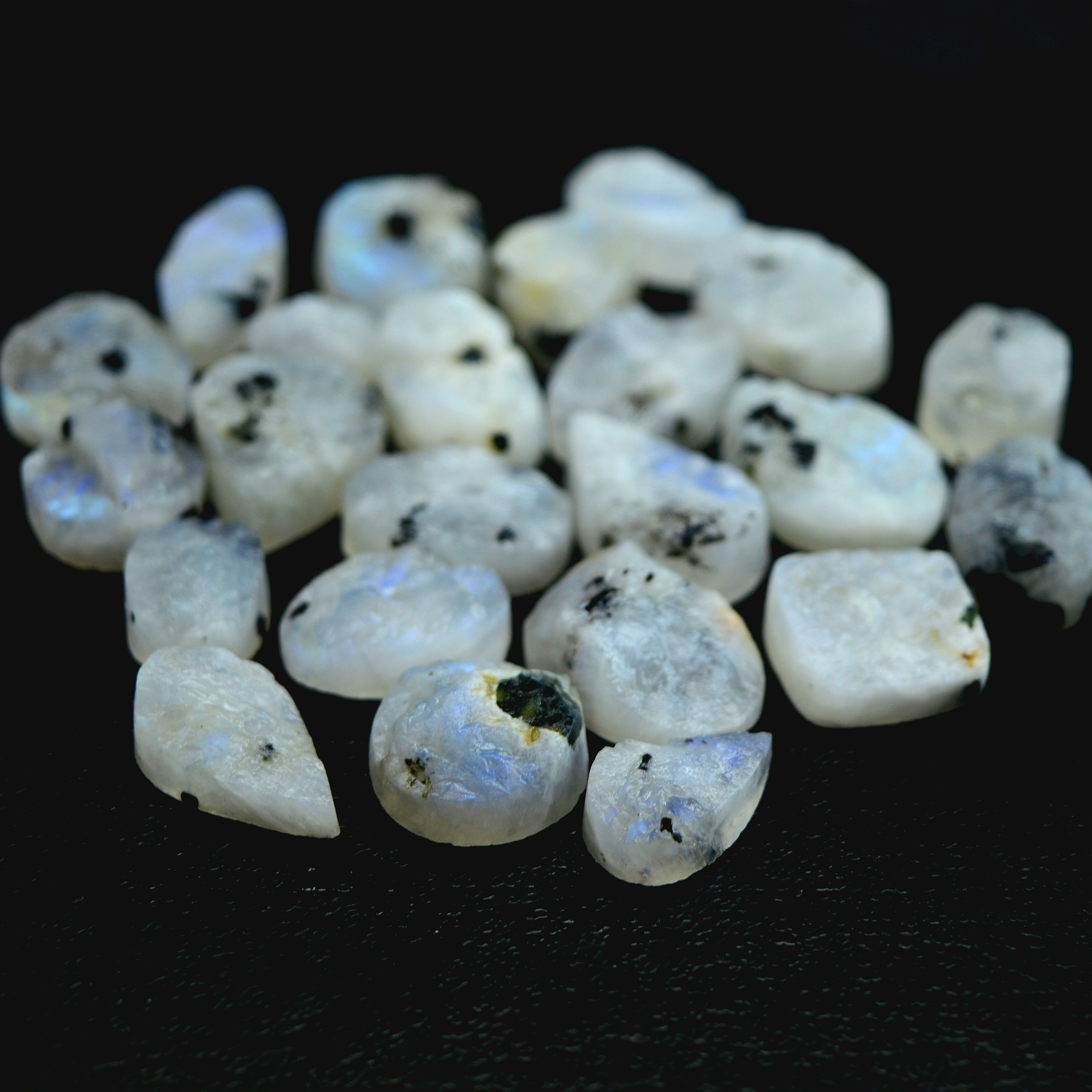 23 Pcs 285 Cts Natural Rainbow Moonstone Druzy Rough Loose Gemstone Lot Size 20x14-10x10mm R-13404