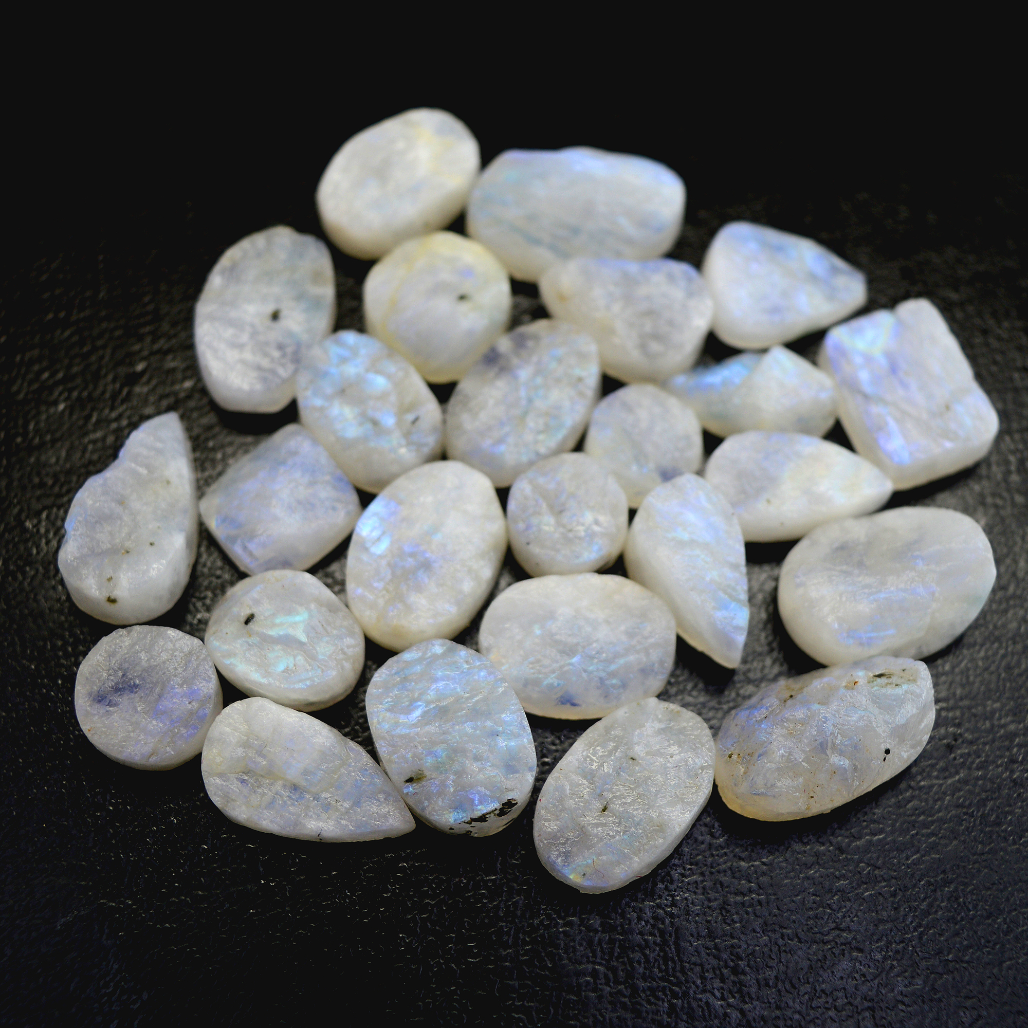 25 Pcs 243 Cts Natural Rainbow Moonstone Druzy Rough Loose Gemstone Lot Size 20x14-10x10mm R-13405