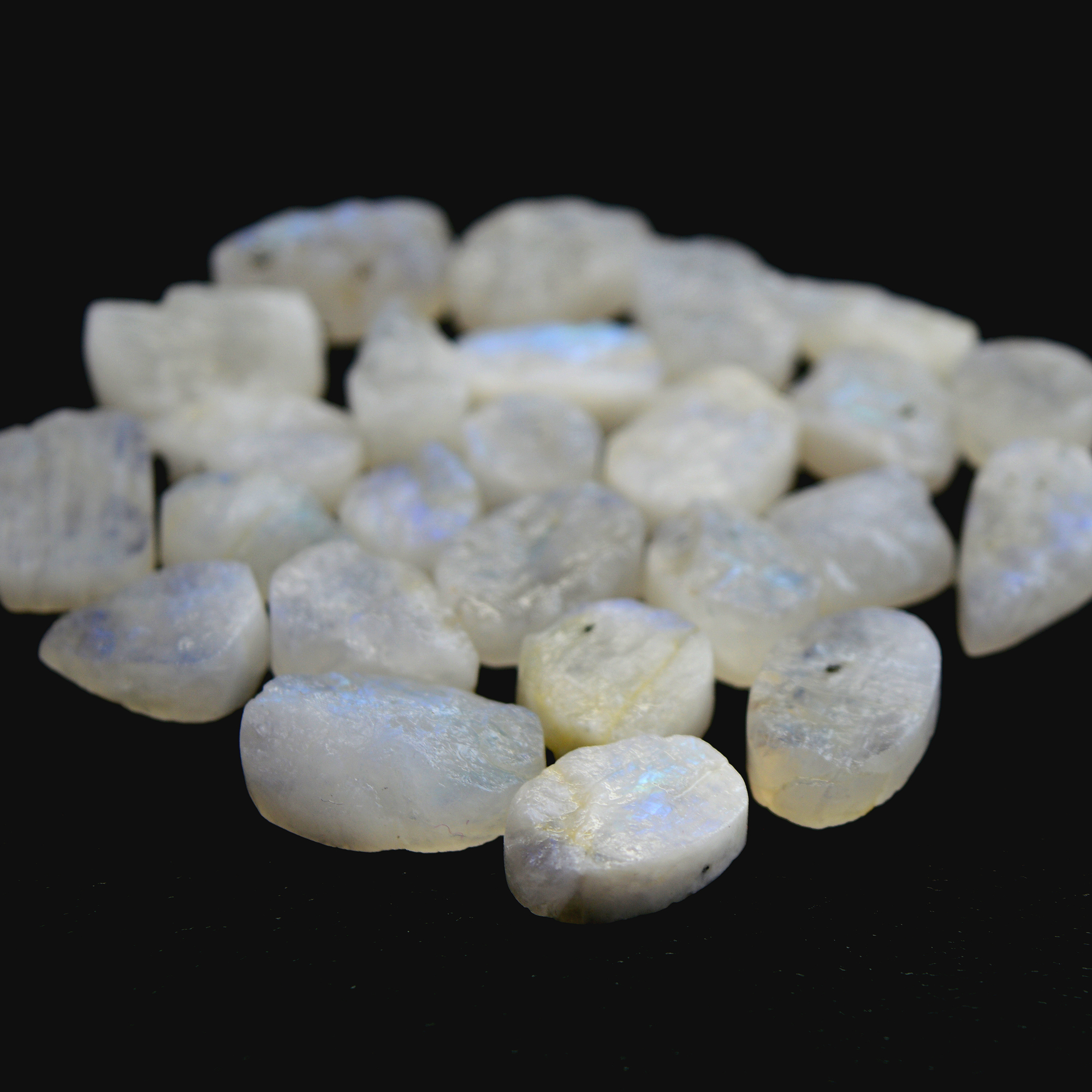 25 Pcs 243 Cts Natural Rainbow Moonstone Druzy Rough Loose Gemstone Lot Size 20x14-10x10mm R-13405