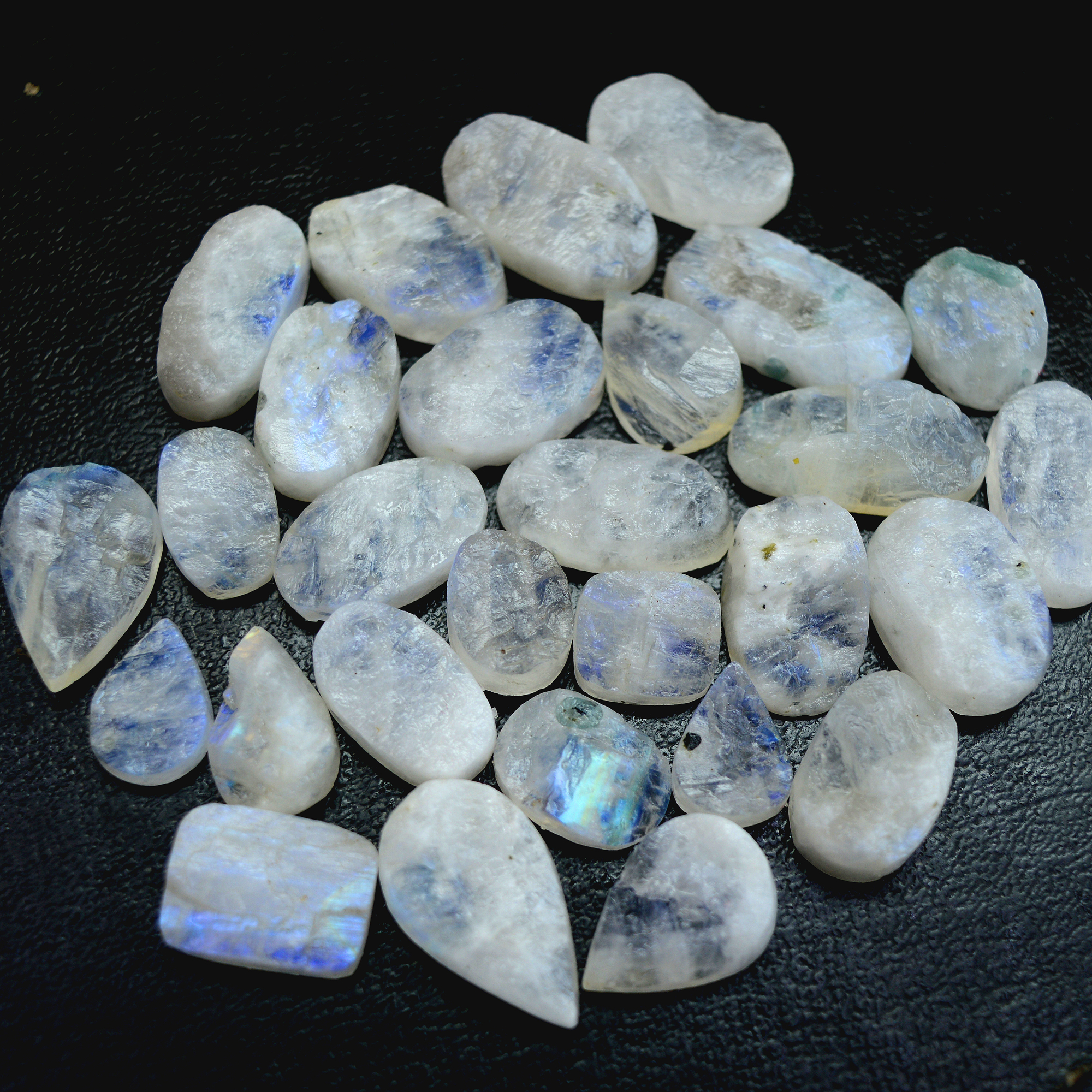 28 Pcs 283 Cts Natural Rainbow Moonstone Druzy Rough Loose Gemstone Lot Size 22x11-13x9mm R-13406