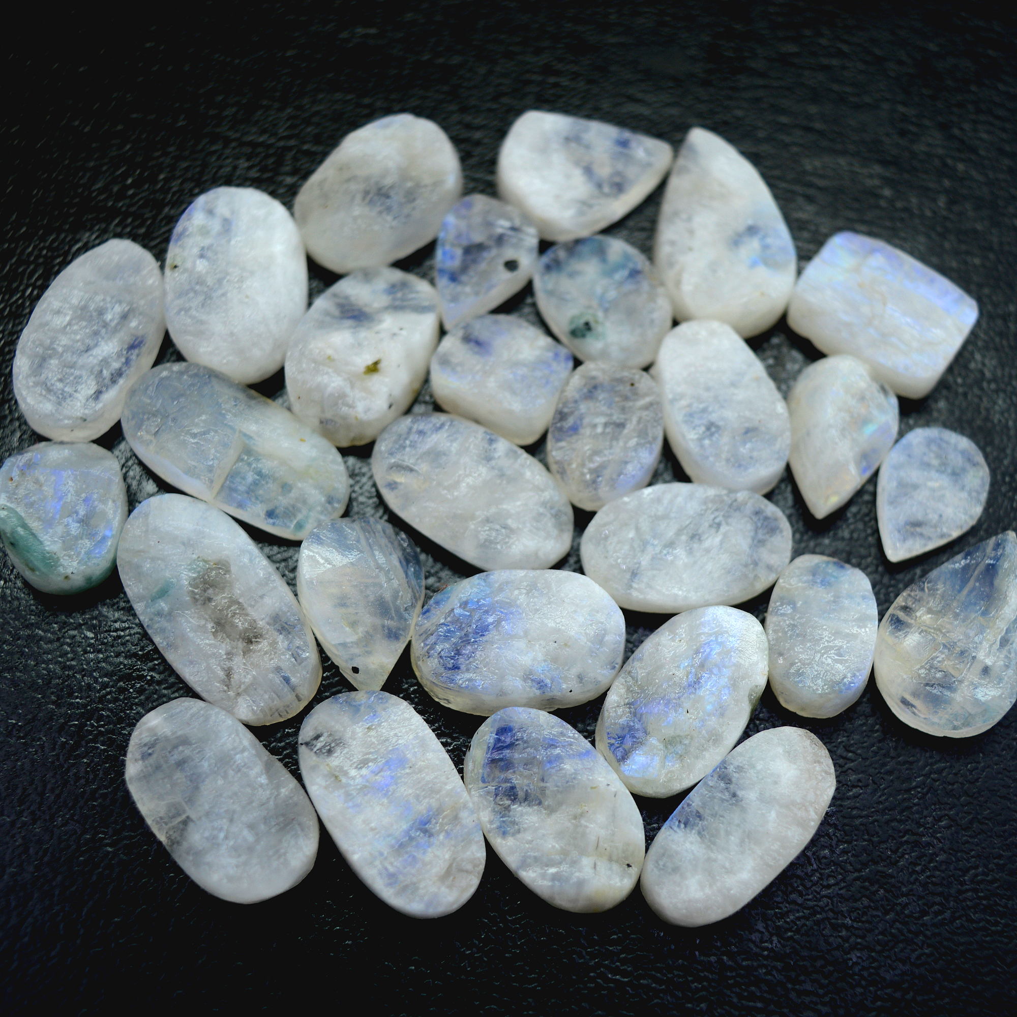 28 Pcs 283 Cts Natural Rainbow Moonstone Druzy Rough Loose Gemstone Lot Size 22x11-13x9mm R-13406