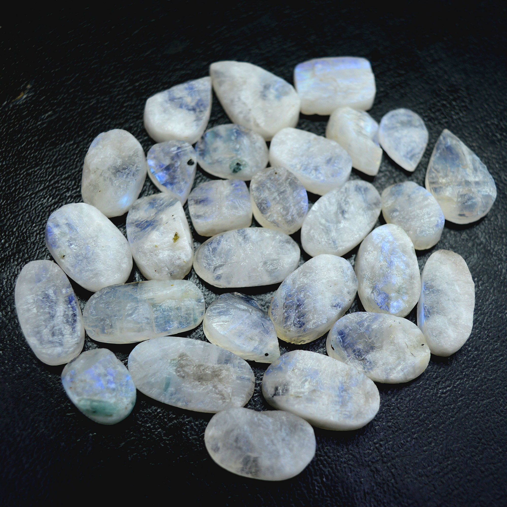 28 Pcs 283 Cts Natural Rainbow Moonstone Druzy Rough Loose Gemstone Lot Size 22x11-13x9mm R-13406