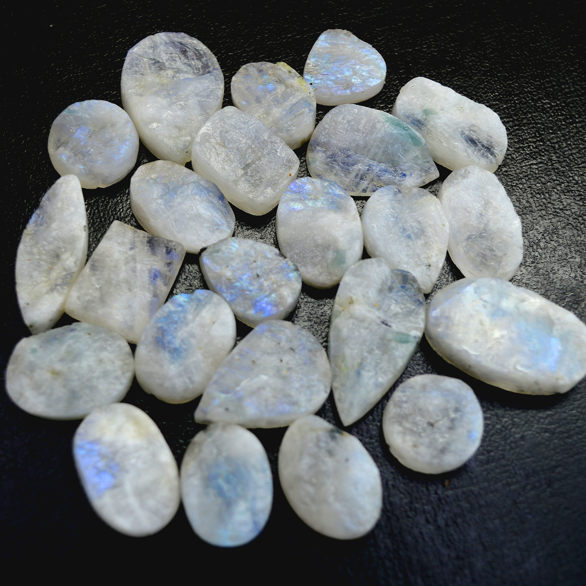 23 Pcs 392 Cts Natural Rainbow Moonstone Druzy Rough Loose Gemstone Lot Size 27x15-15x15mm R-13407