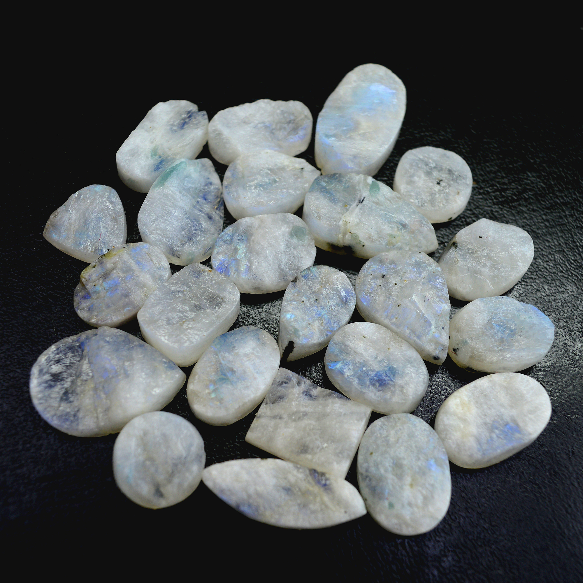 23 Pcs 392 Cts Natural Rainbow Moonstone Druzy Rough Loose Gemstone Lot Size 27x15-15x15mm R-13407