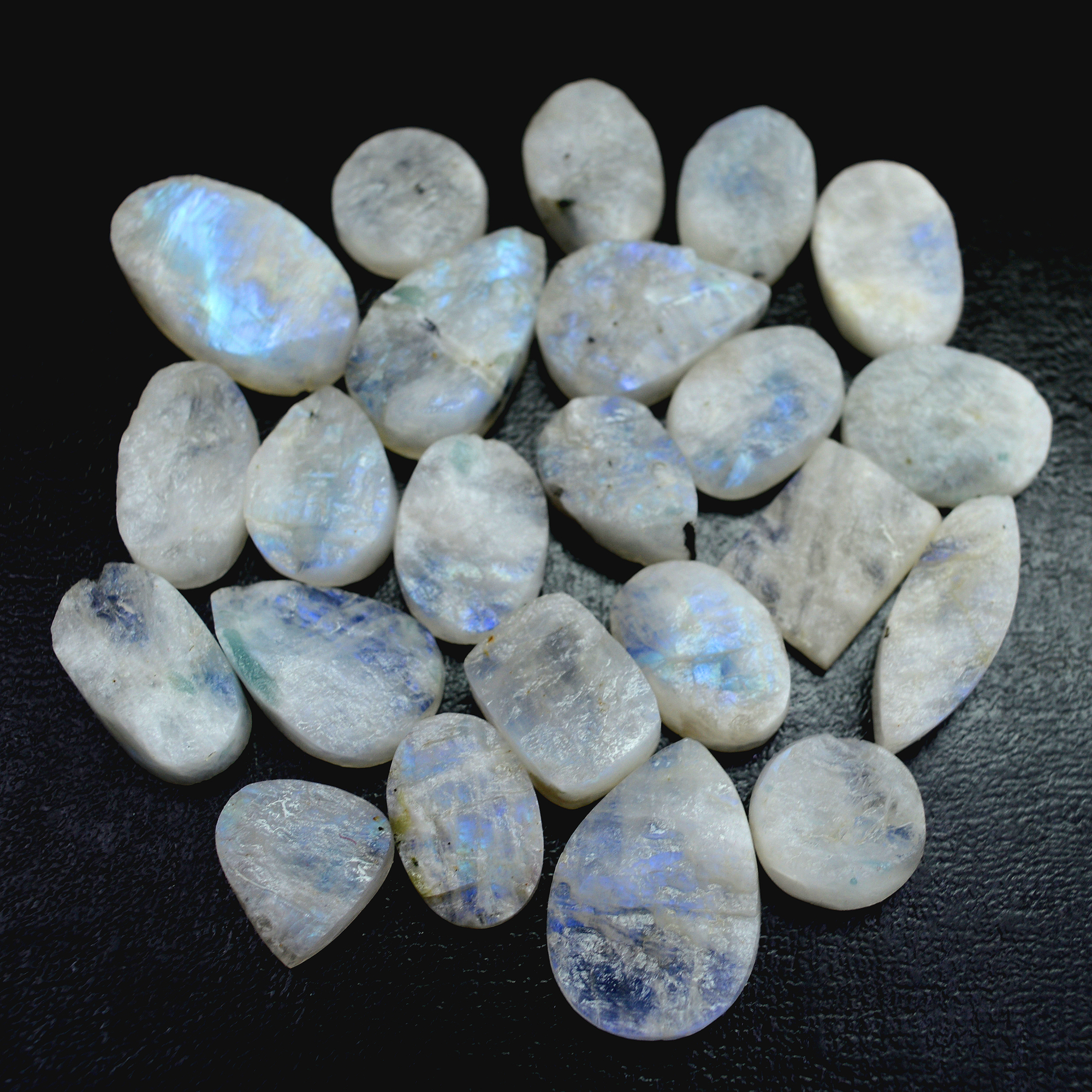 23 Pcs 392 Cts Natural Rainbow Moonstone Druzy Rough Loose Gemstone Lot Size 27x15-15x15mm R-13407