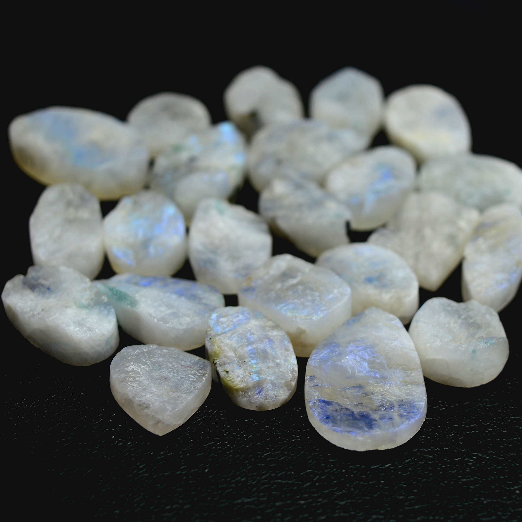 23 Pcs 392 Cts Natural Rainbow Moonstone Druzy Rough Loose Gemstone Lot Size 27x15-15x15mm R-13407
